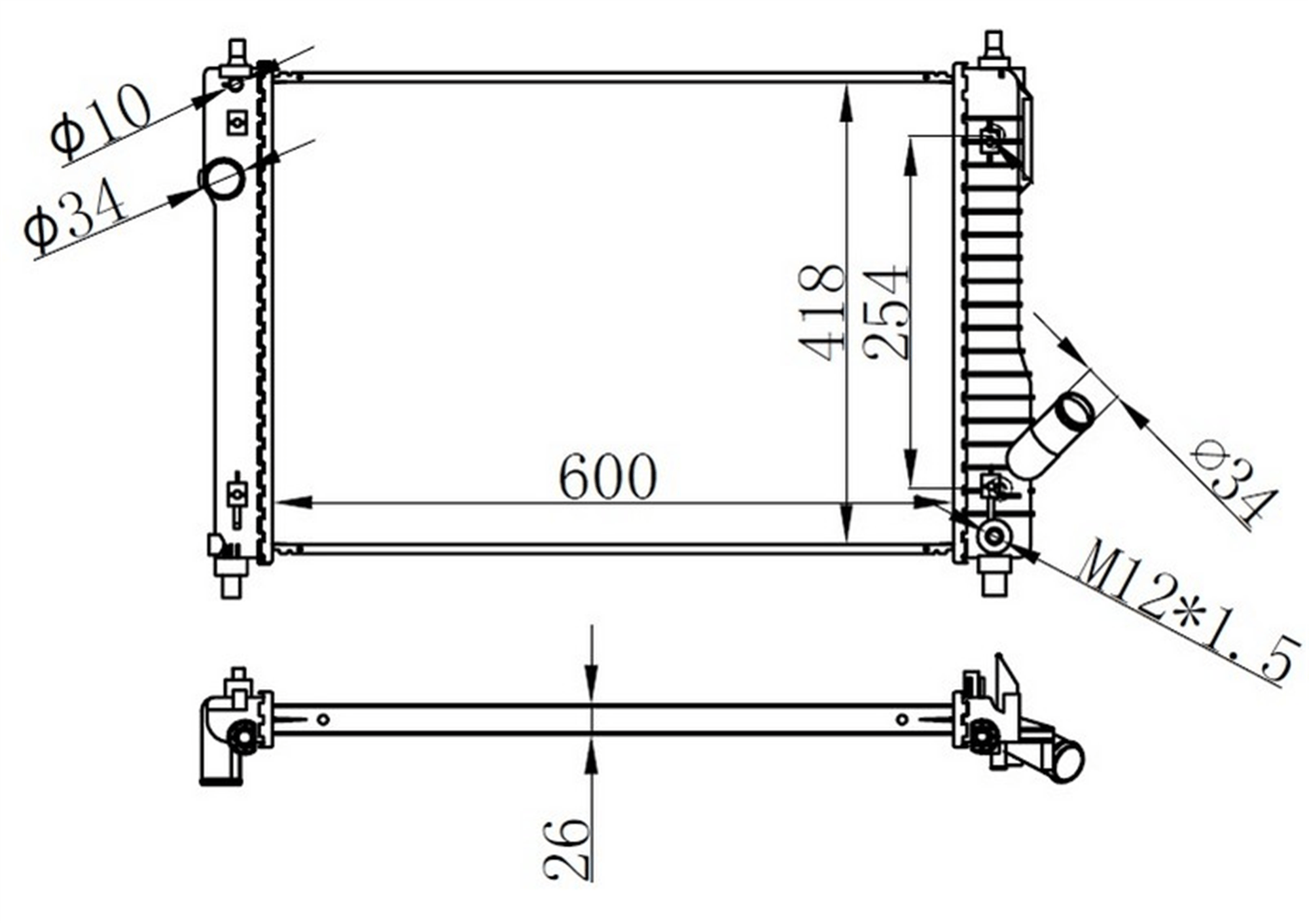 RADYATOR BRAZİNG AT 600X418X26 AVEO 1.4 07 / KALOS 03 616904