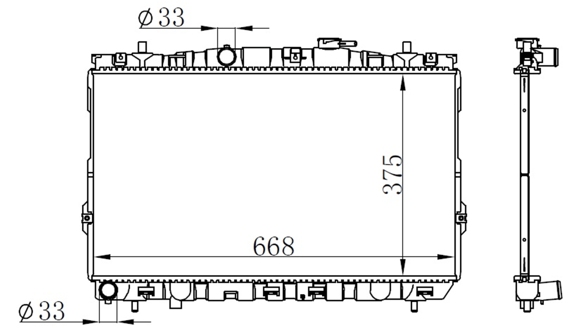 RADYATÖR BRAZİNG ELANTRA 00> AC KLİMASIZ MEK 380x658x16