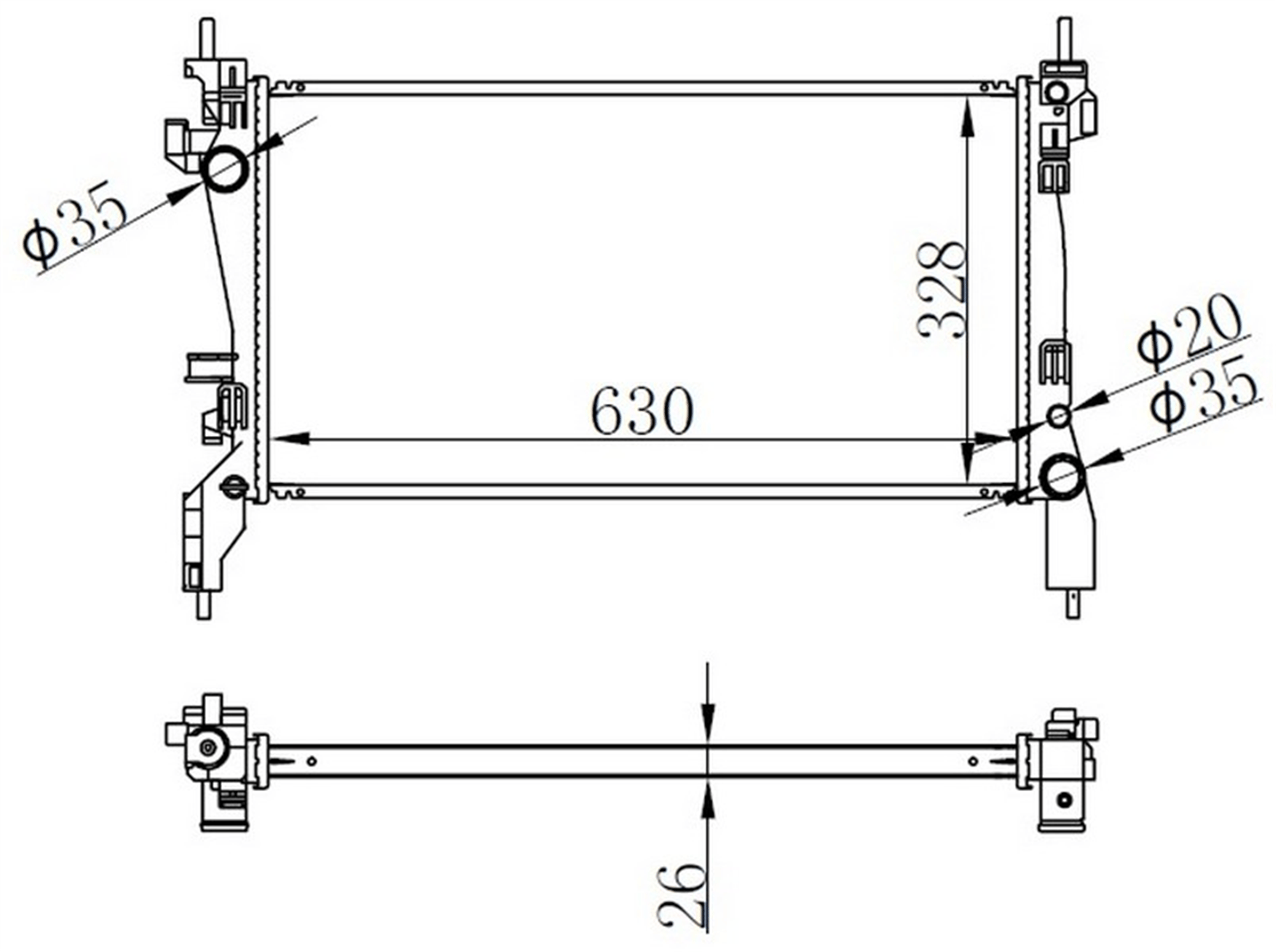 RADYATÖR BRAZİNG FIORINO 1.3 MTJ 08 > BRAZİNG 630x318x22