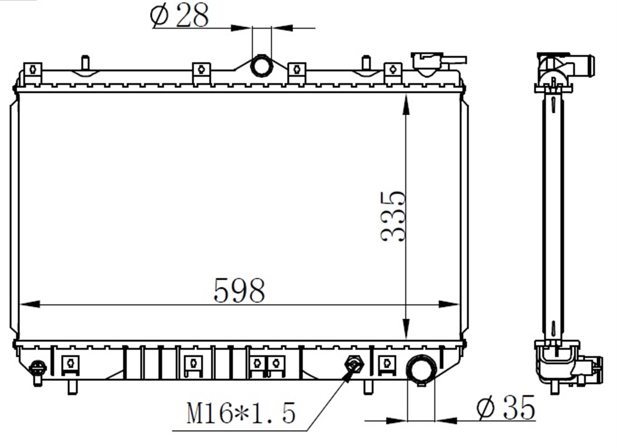 RADYATÖR BRAZİNG HYUNDAI EXCEL 86 > 335x598x26 Mek.Şanz.