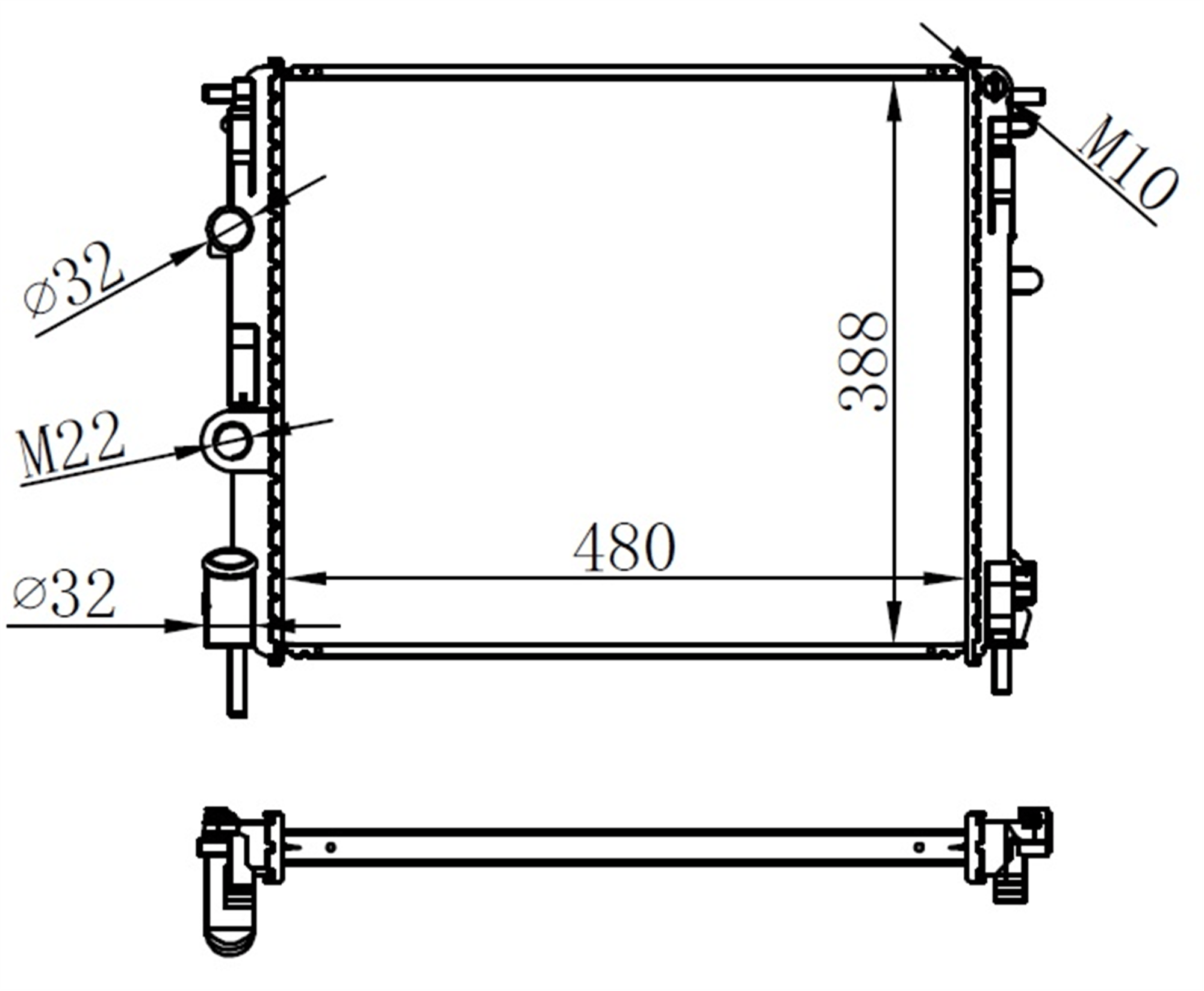 RADYATÖR BRAZİNG KALIN TİP RENAULT CLİO 1.2-1.4 KNG 1.5 SYMBOL 480X388X26 MEK.