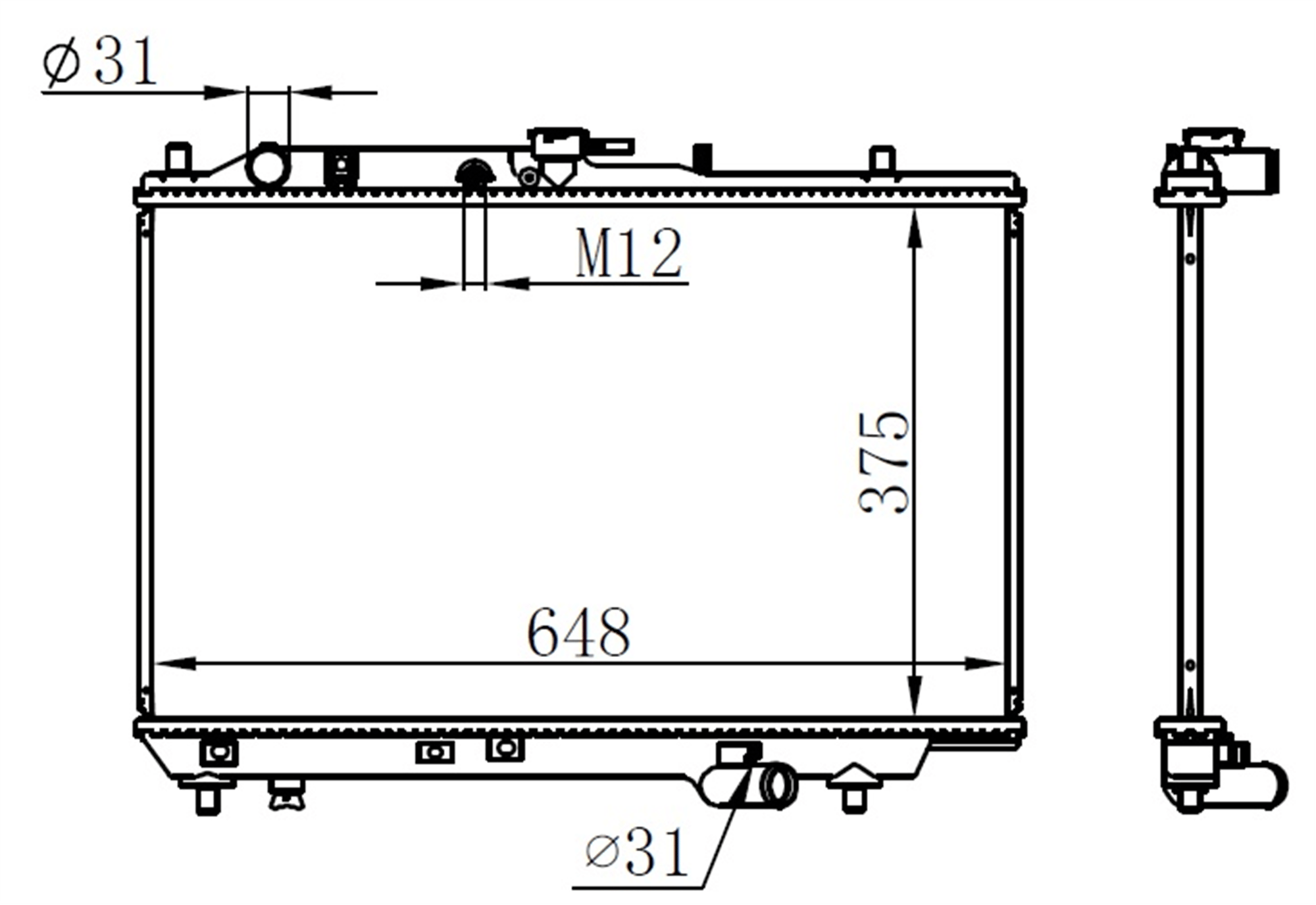 RADYATÖR BRAZİNG KIA SEPHIA 93 > 375x648x16