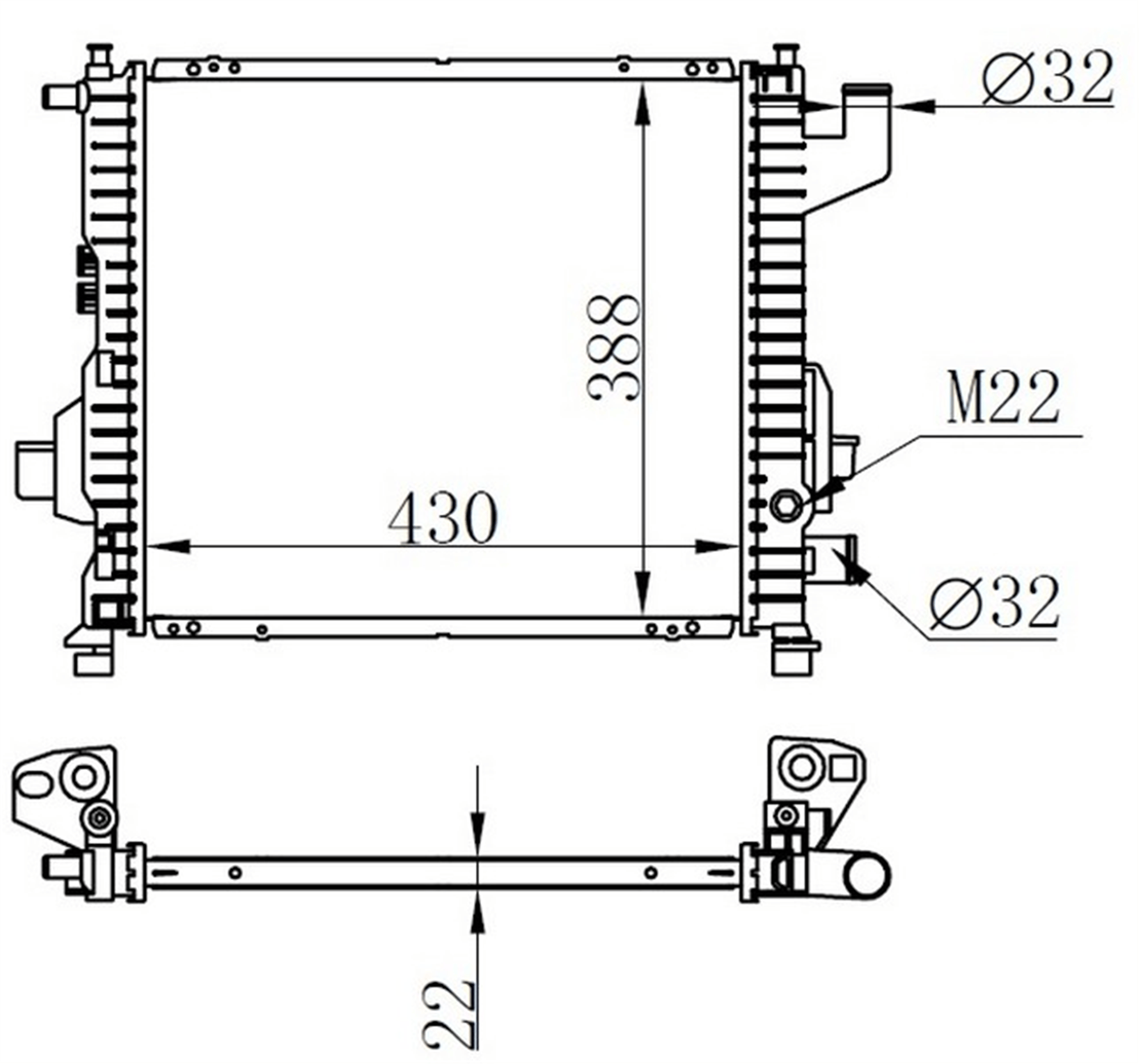 RADYATOR BRAZİNG MT 430X388X22 TWİNGO 1.0İ/1.2İ 93 63835A