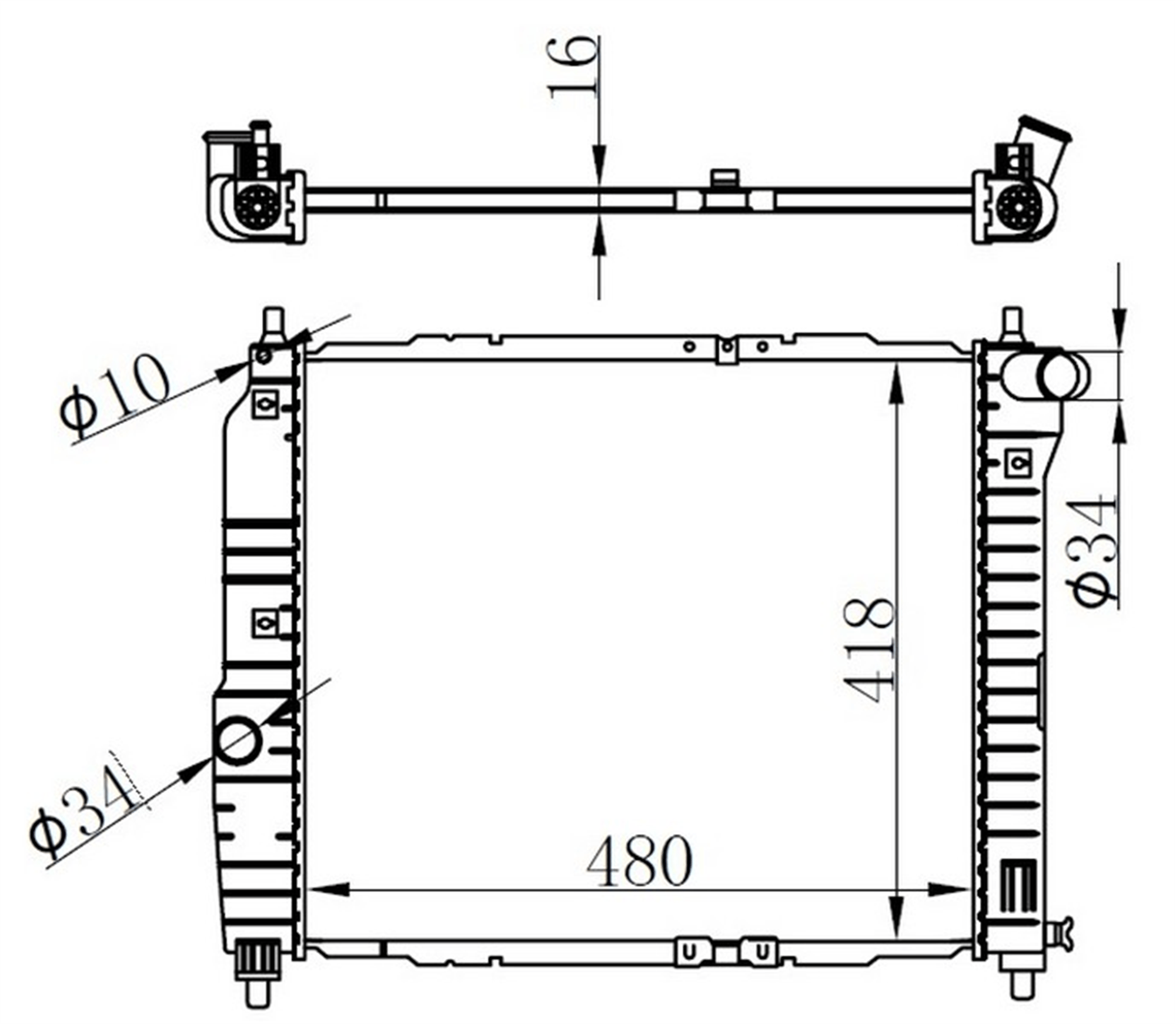RADYATOR BRAZİNG MT 480X418X16 KALOS 1.2İ/1.4İ 02 / AVEO 1.2İ/1.4İ 05 61636