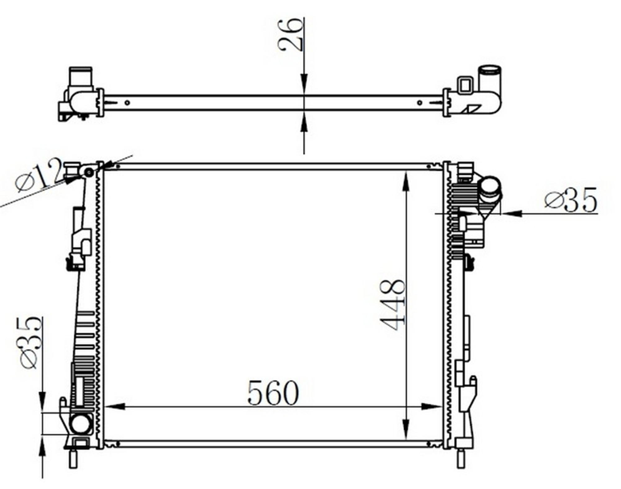 RADYATOR BRAZİNG MT 560X448X26 TRAFFİC II 2.0 DCİ 2001 63122-2140000Q0C