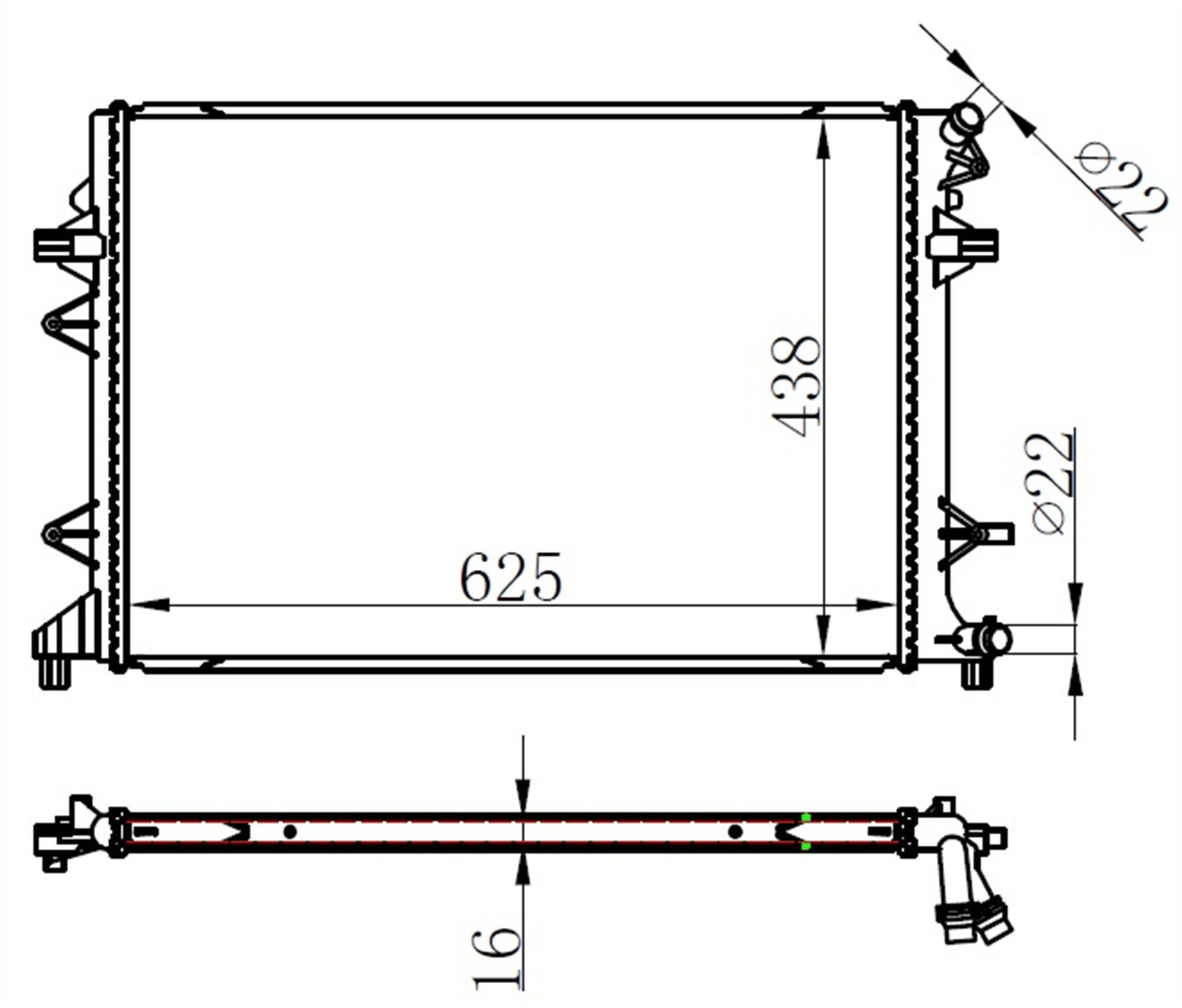 RADYATOR BRAZİNG MT 625X438X16 CADDY IV 2.0 TDI 2015 65017
