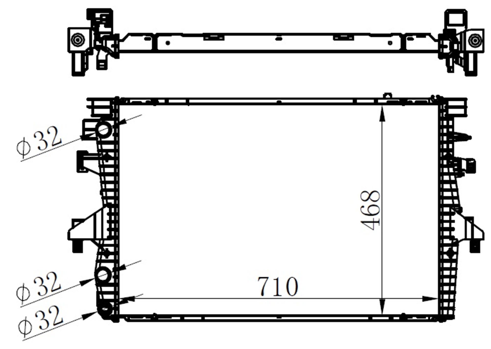 RADYATÖR BRAZİNG MULTIVAN V-T5-1.9 TDİ-2.0 AC KLİMASIZ MEK OTOM 710x468x26