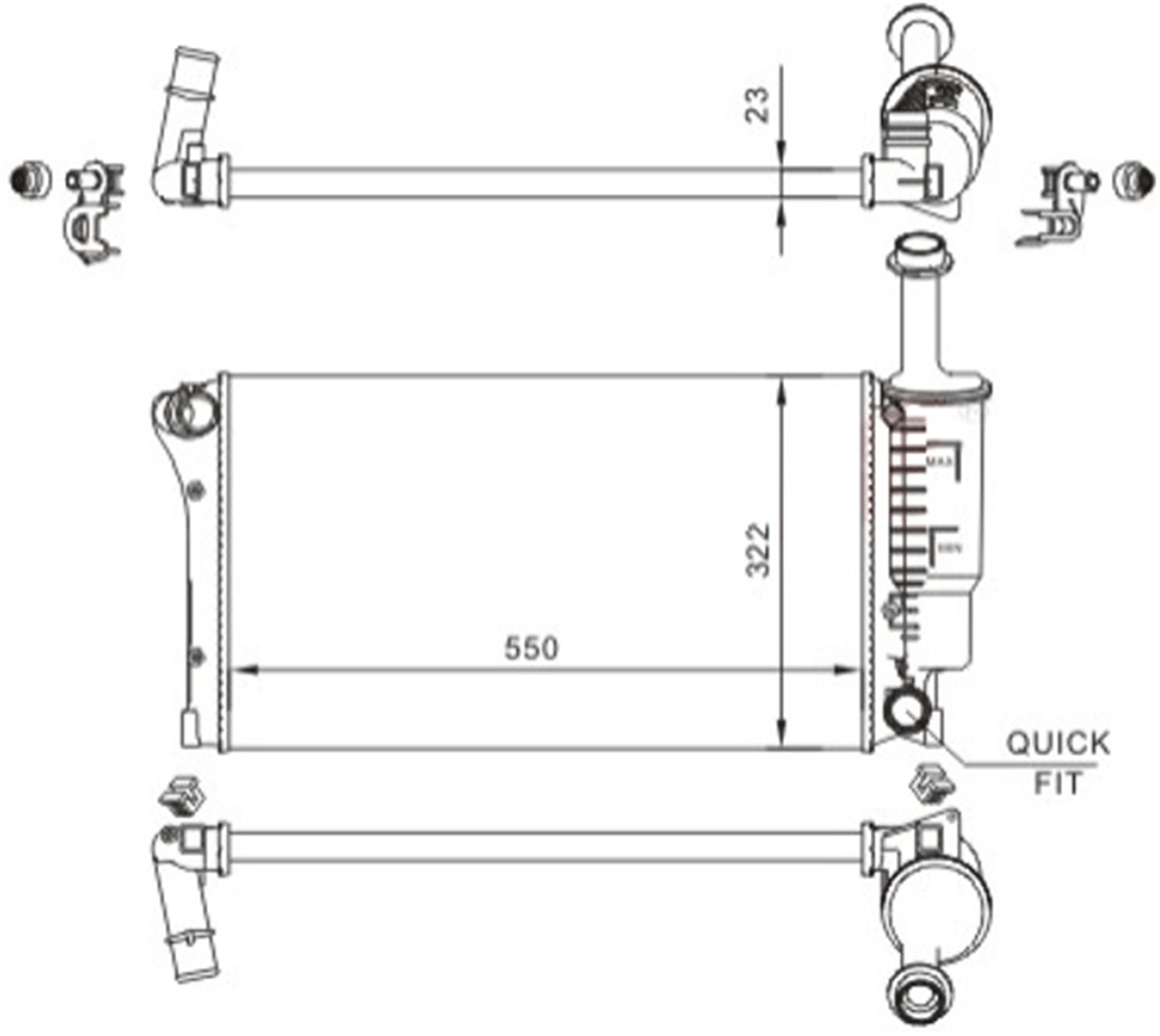 RADYATÖR FIAT PANDA 07>11 MEKANİK 540x322x18