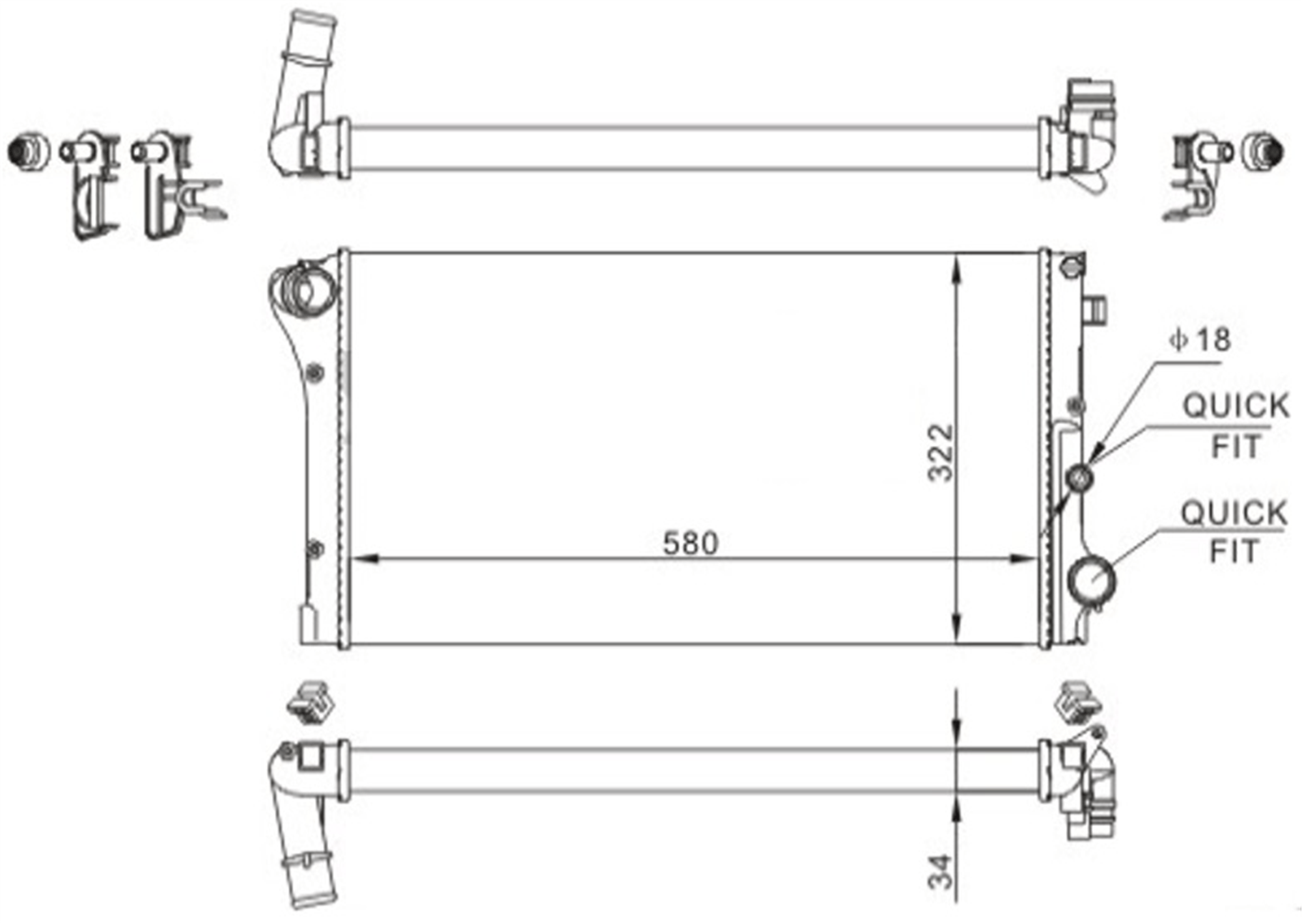 RADYATOR MECHANİCAL MT 580 322 34 PANDA 1.3 MJTD 03 617847
