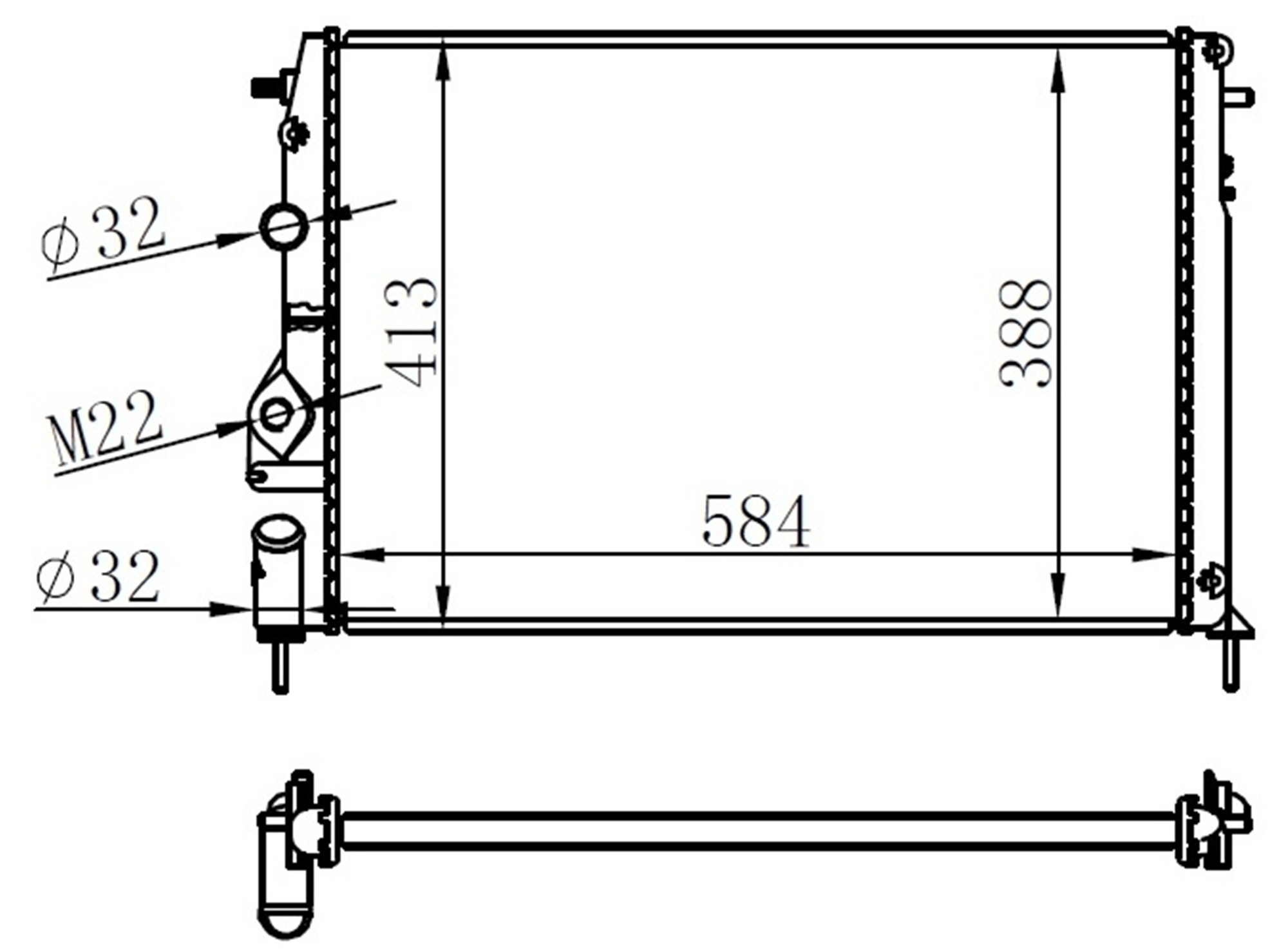 RADYATÖR MGN I-SCENIC 1.4-1.6-1.8-2.0 16V AC MEK LOGAN 1.5 DCİ 586x415x23