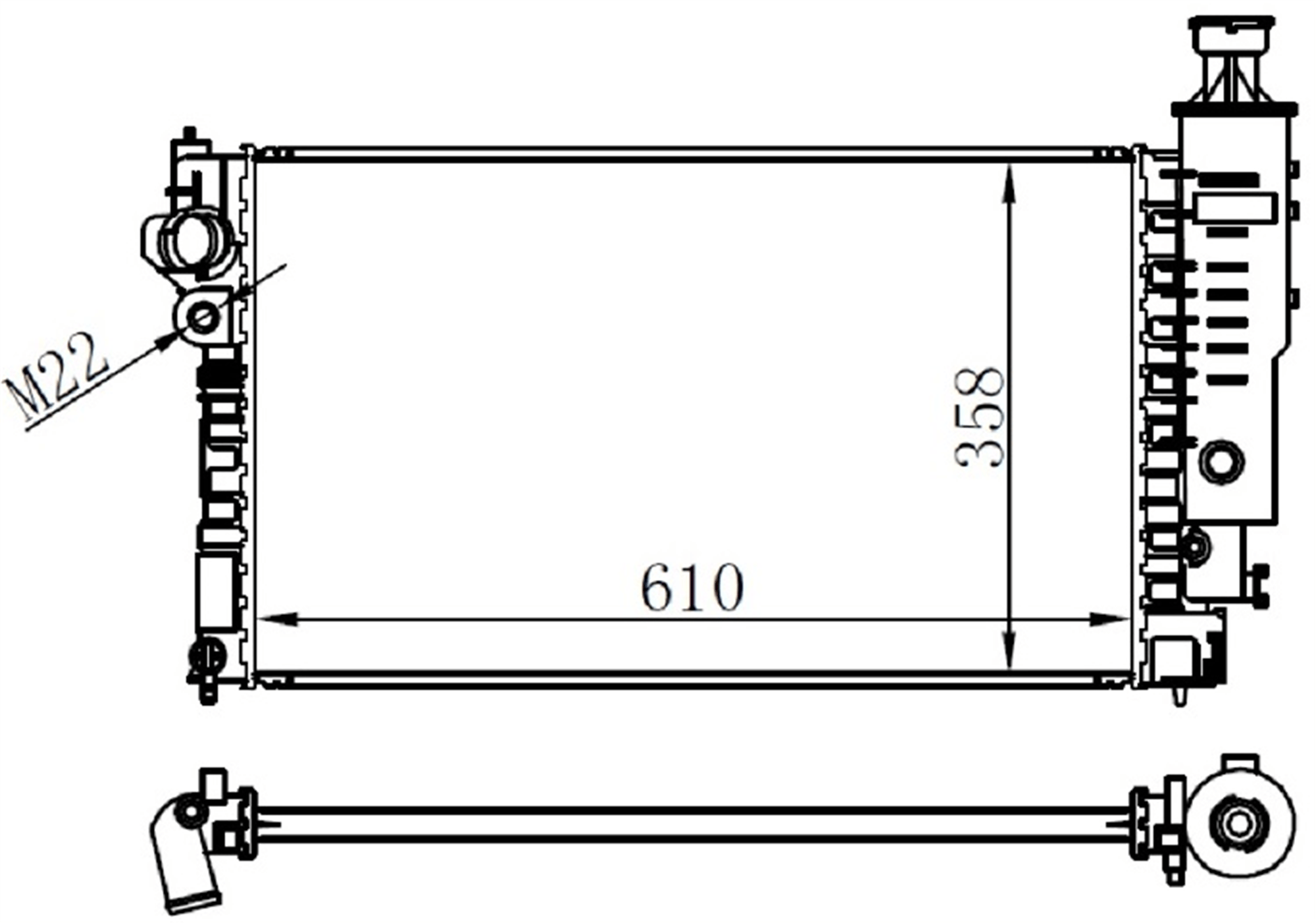 RADYATÖR P405 II 1.8-1.9-2.0 87-95 XU52C AC MEK 610x378x23