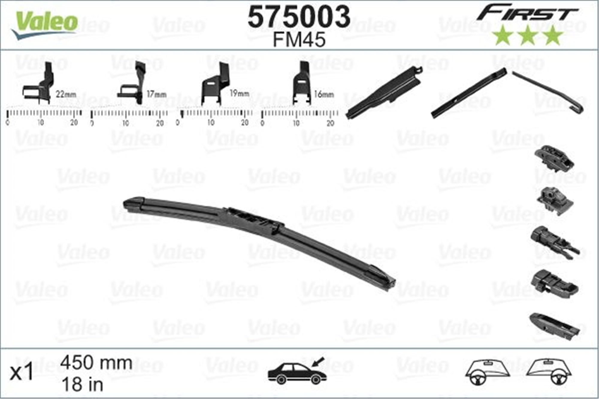 SİLECEK SÜPÜRGESİ 45cm X1 MUZ TİPİ FİRST 4 APARATLI/Multiconnection ÜNİVERSAL VFB45