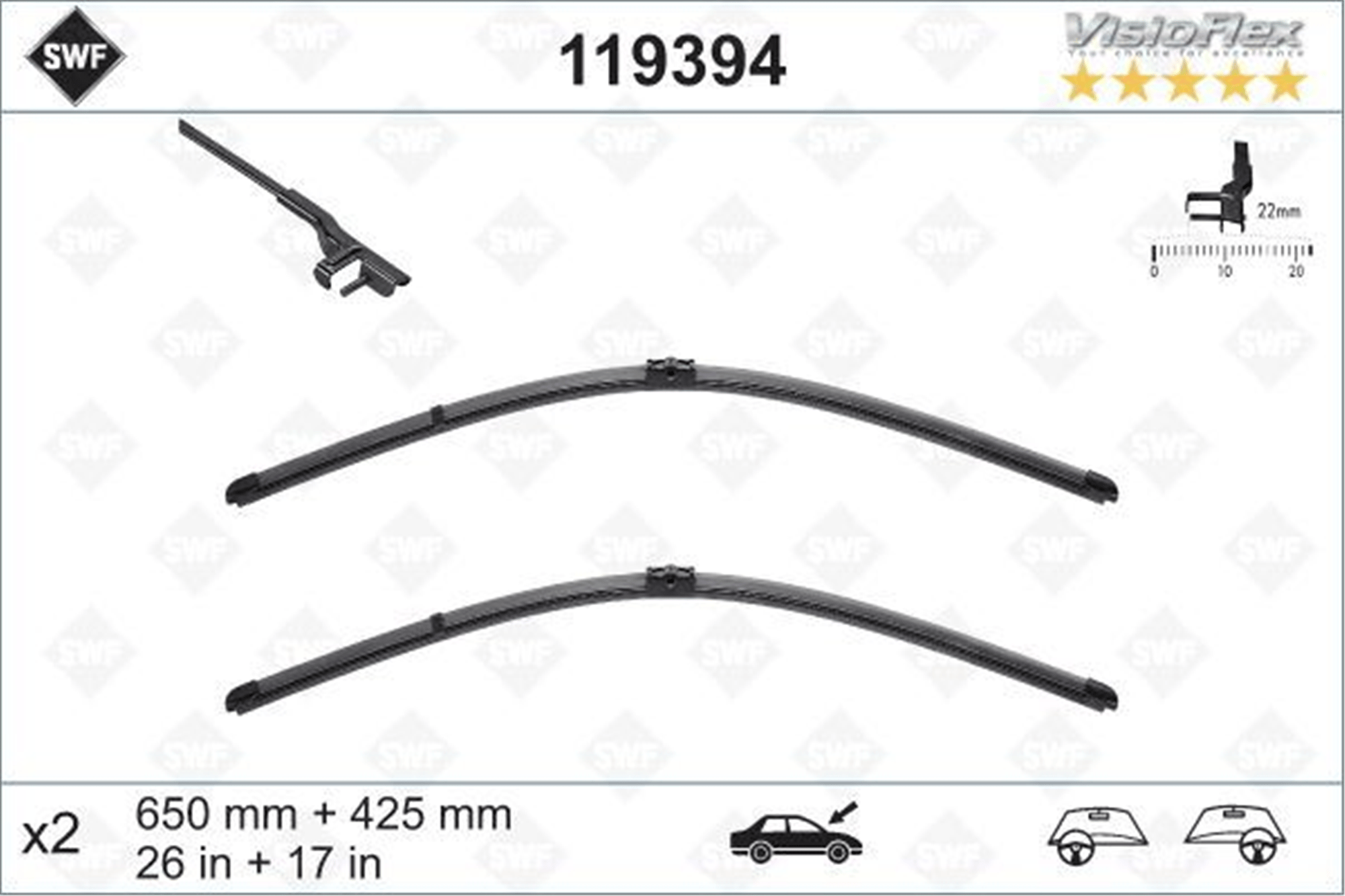 SİLECEK SÜPÜRGESİ ÖN TAKIM FORD FOCUS 04> ÖLÇÜLERİ: 430 / 650 MM