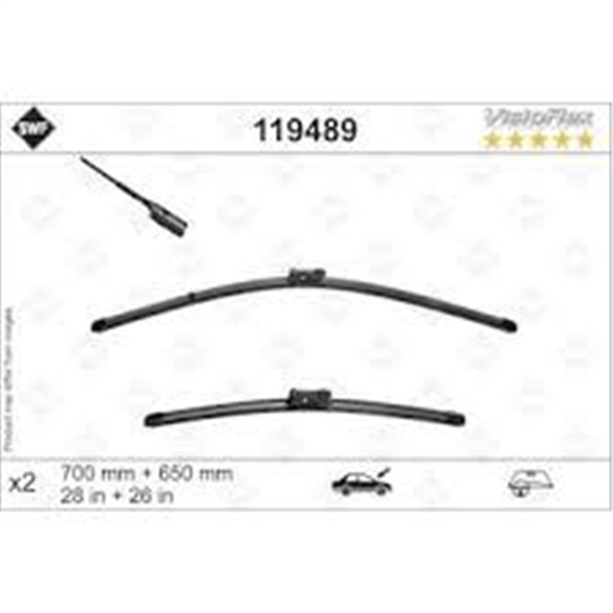 SWF VisioFlex Flat Blade X2 700 650 mm VW CRAFTER 09/16> ; MAN TGE 11/16>
