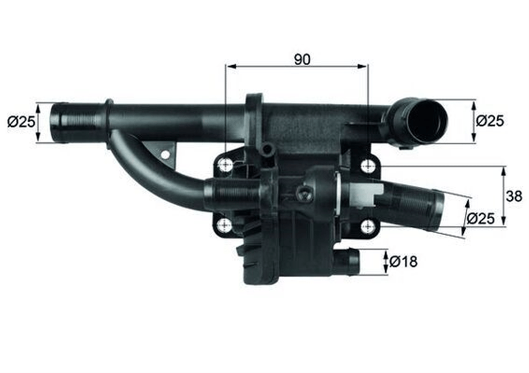 TERMOSTAT GÖVDESİ FORD PEUGEOT FIESTA-COURİER-FOCUS-207-308-PARTNER-C4-C5 07> 1.4-1.5-1.6 TDCİ EURO 5