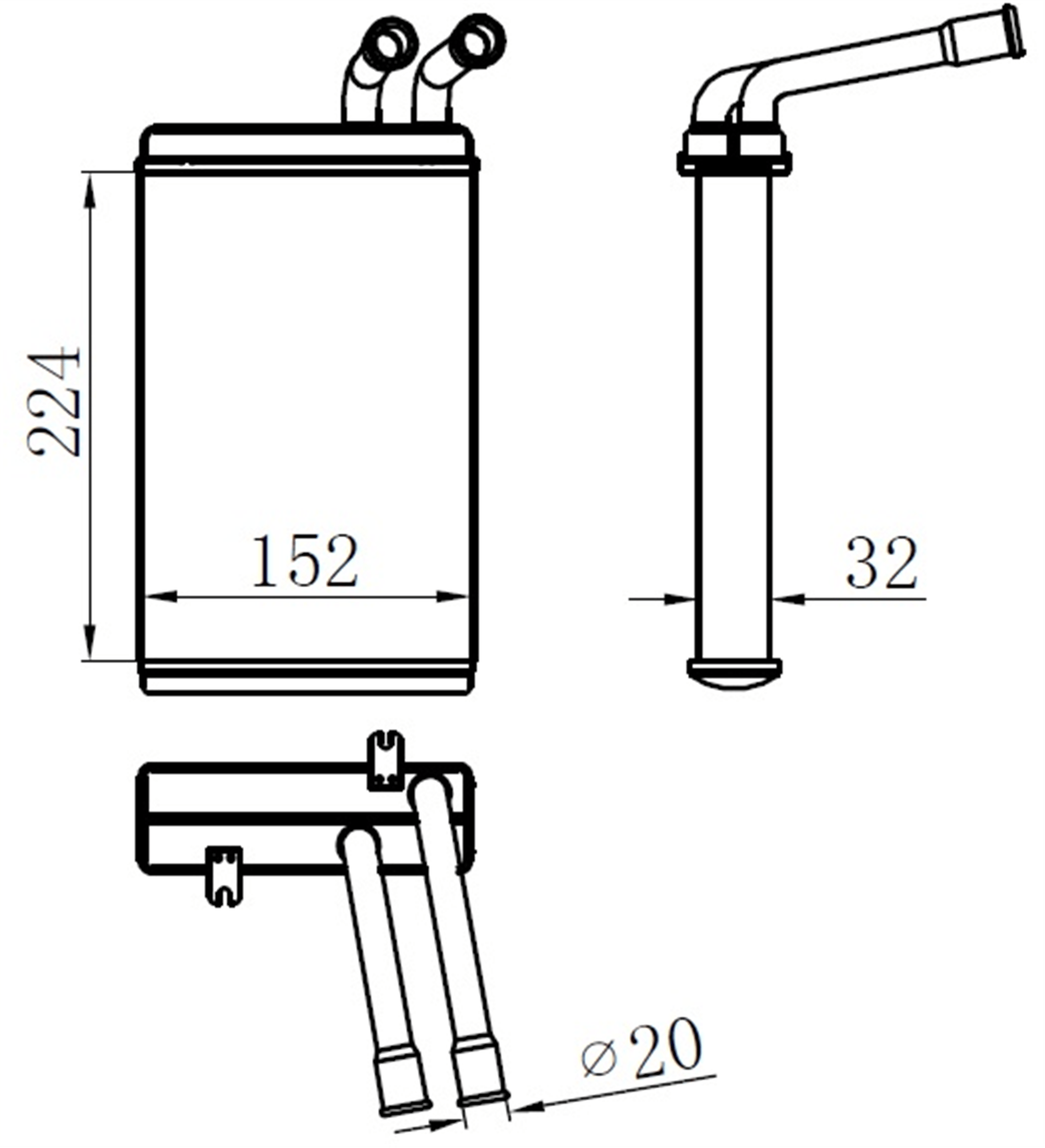 x KALORİFER RADYATÖRÜ BRAZİNG PASSAT 96-00 145X237X32 OTO.-MEK.