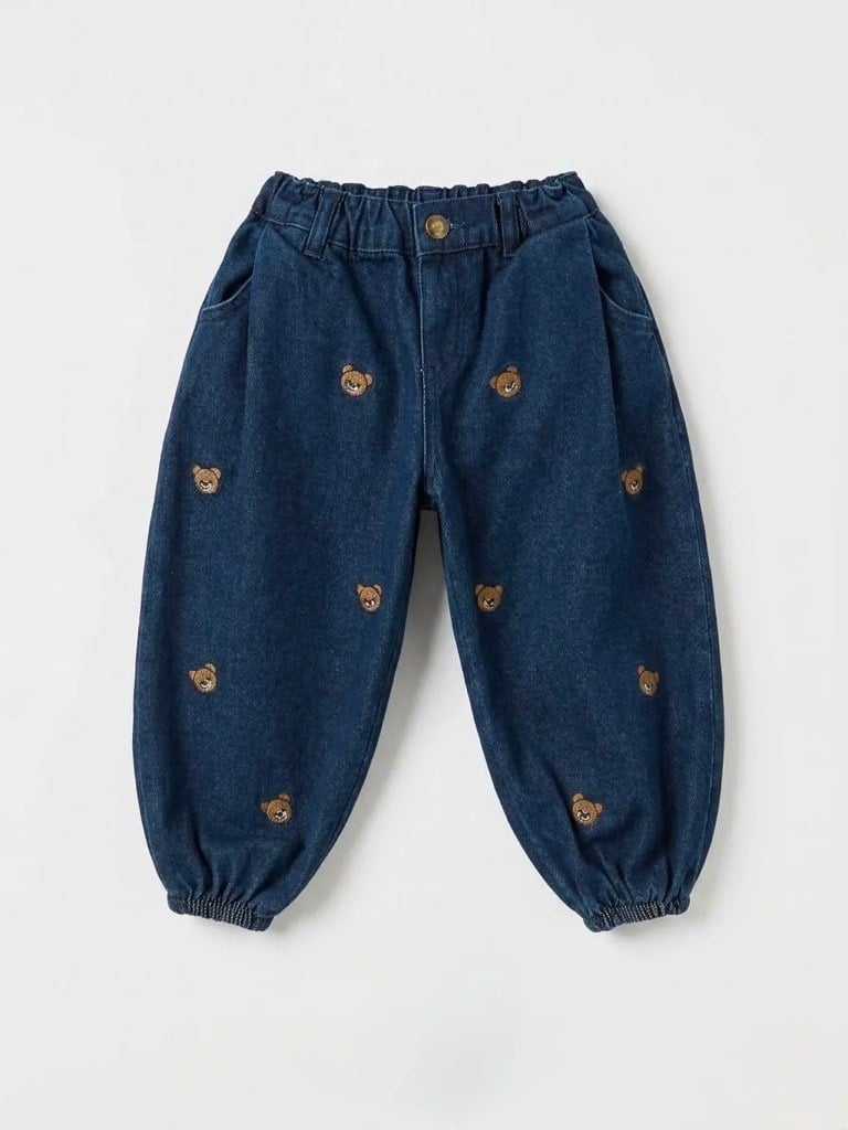 Laciel Paris bear baskılı jean pantolon