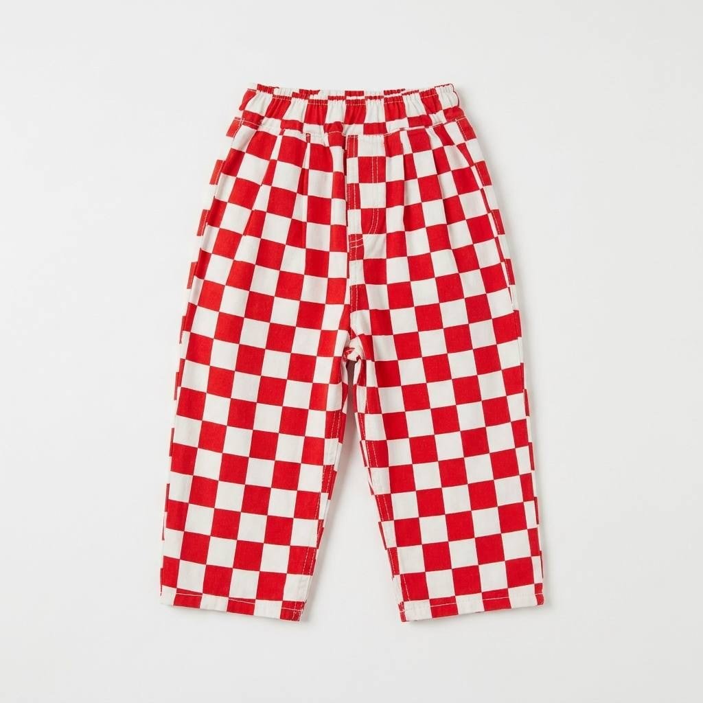 Laciel Paris damalı kırmızı balon jean pantolon 