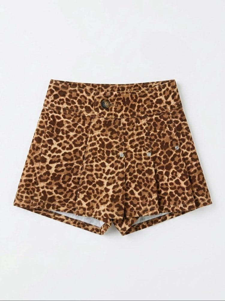 Laciel Paris leopar jean şort etek