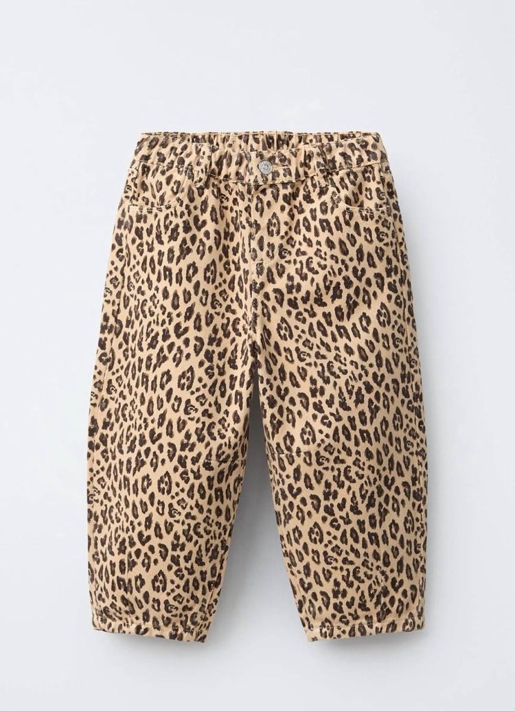 Leopar baggy jean pantolon (unısex)