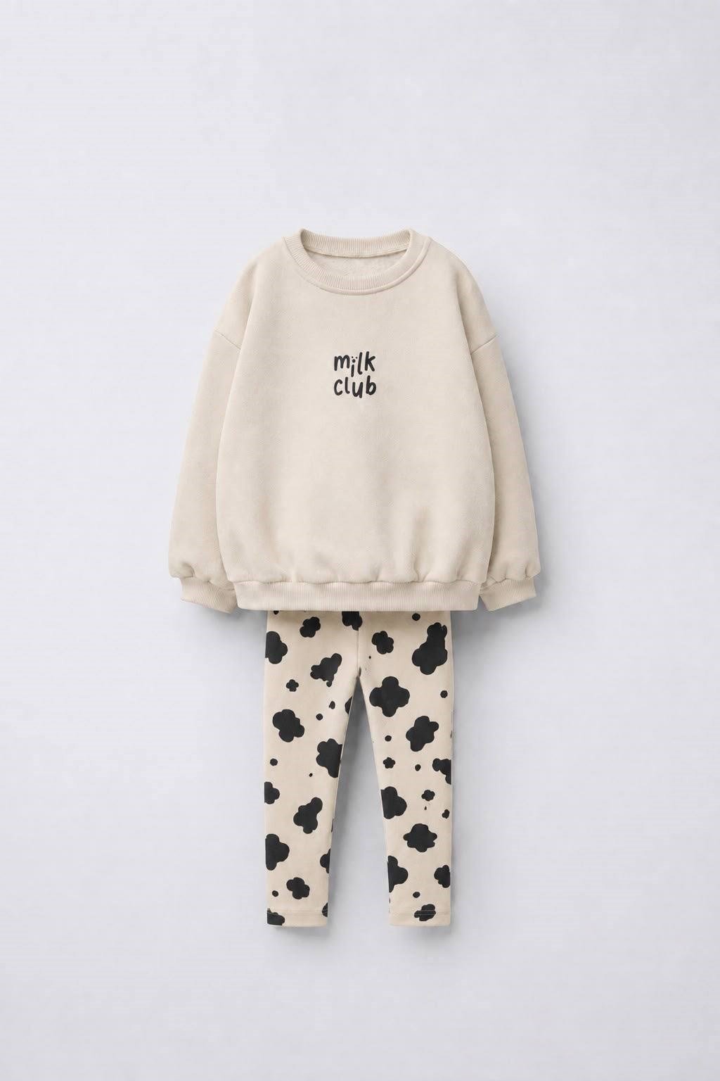 Milk club baskılı taytlı takım