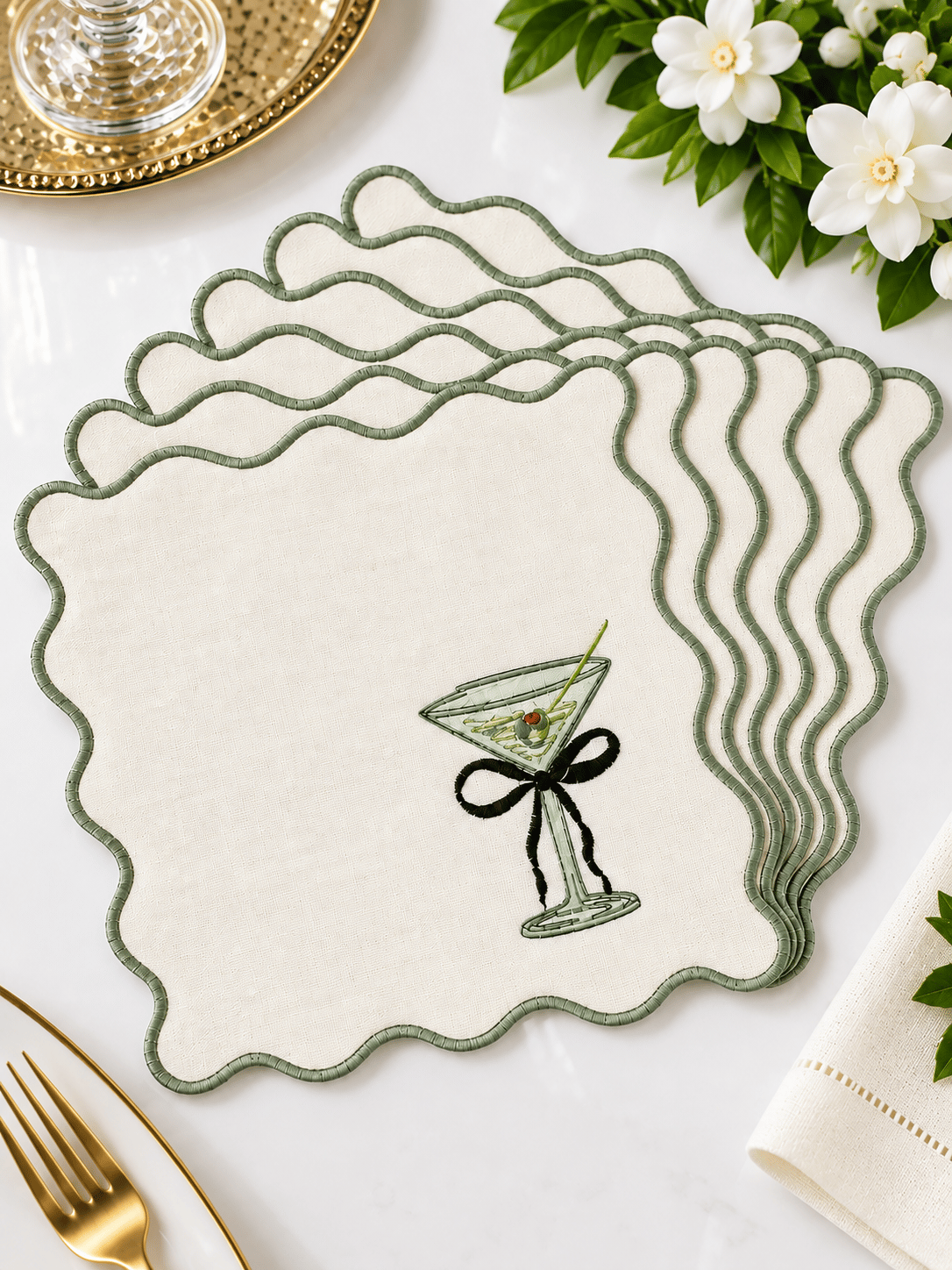 Diva Home Margarita kadeh ve lime desenli 6Lı Peçete Seti