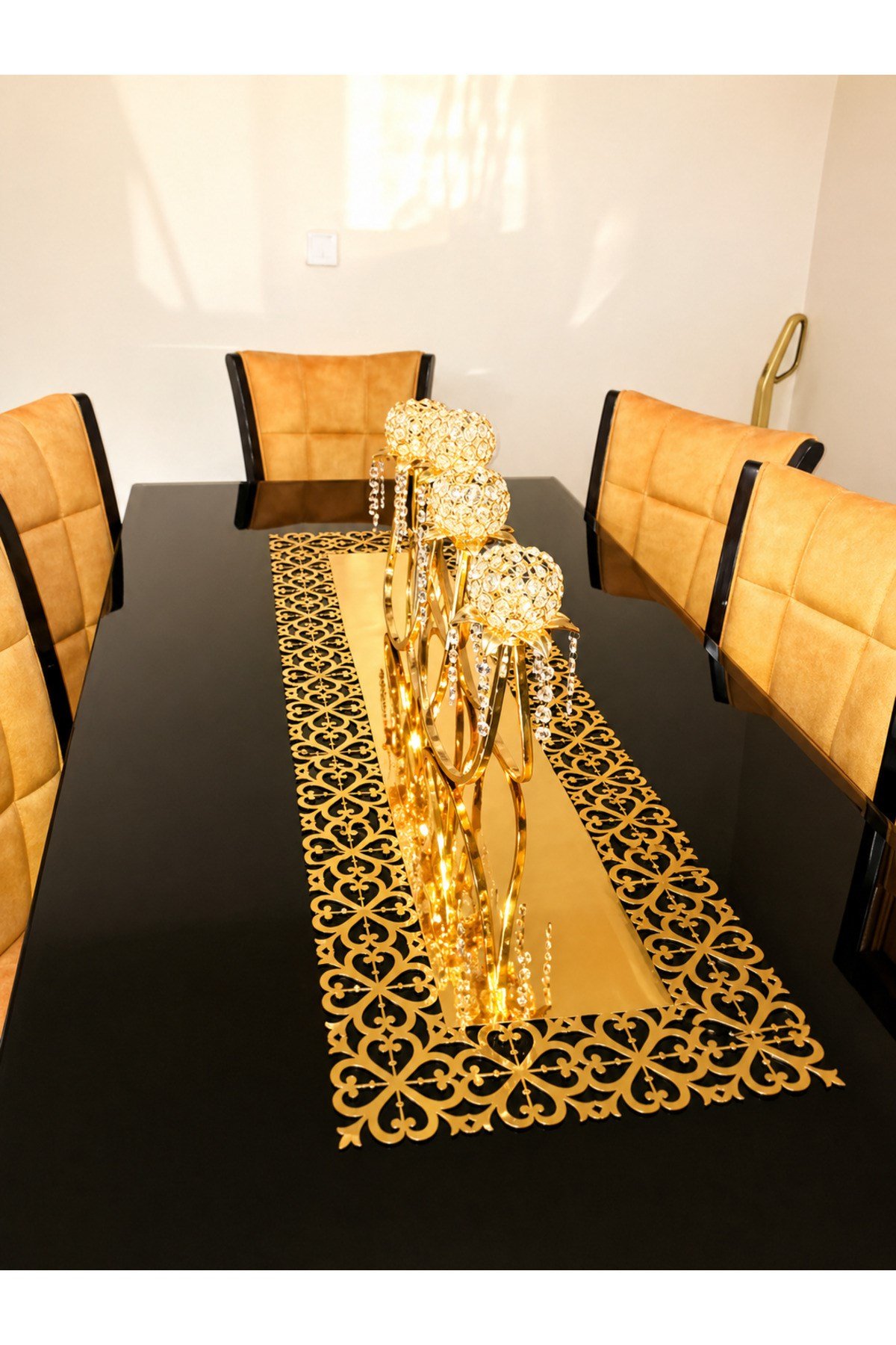LÜX AYNALI GOLD DERİ RUNNER 100 x 33