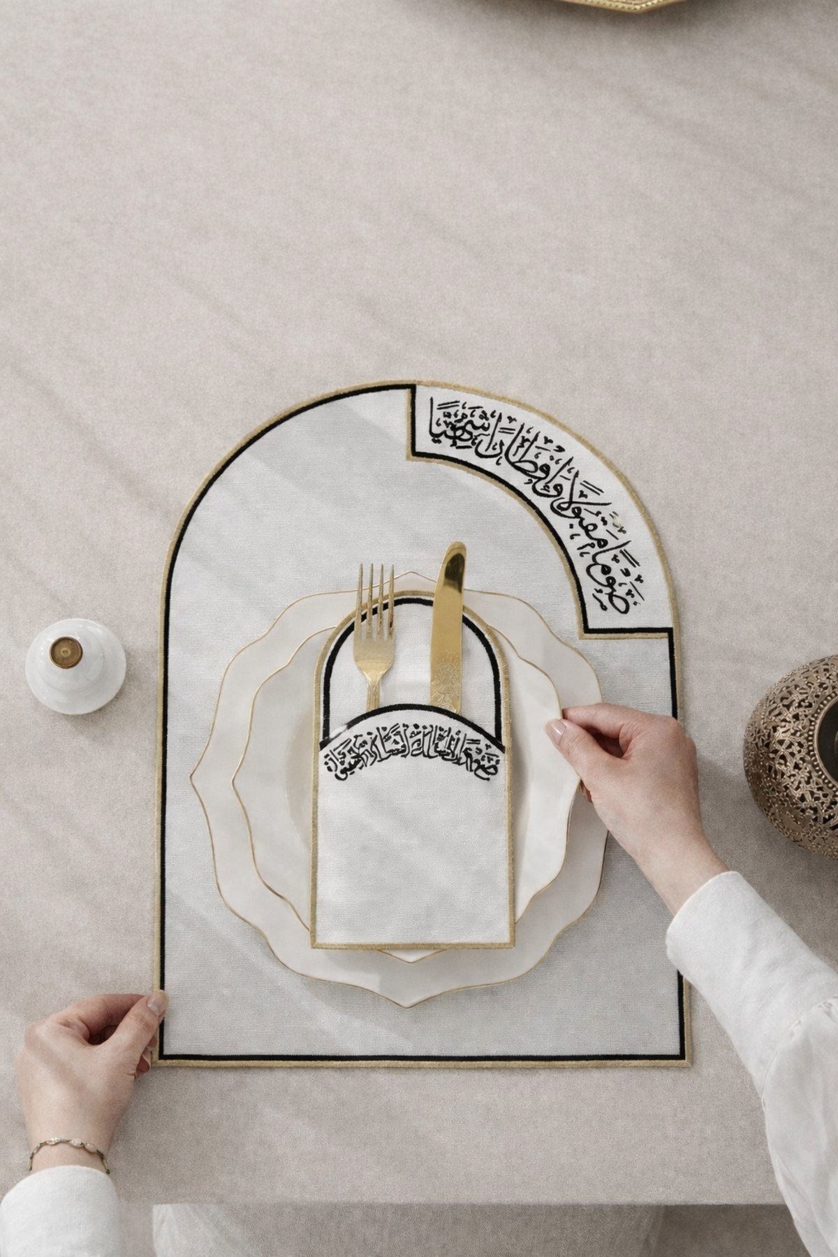 Ramazan Temalı Duck Kumaş Su İtici Kumaş 6 Kişilik 18 Parça Amerikan Servisi