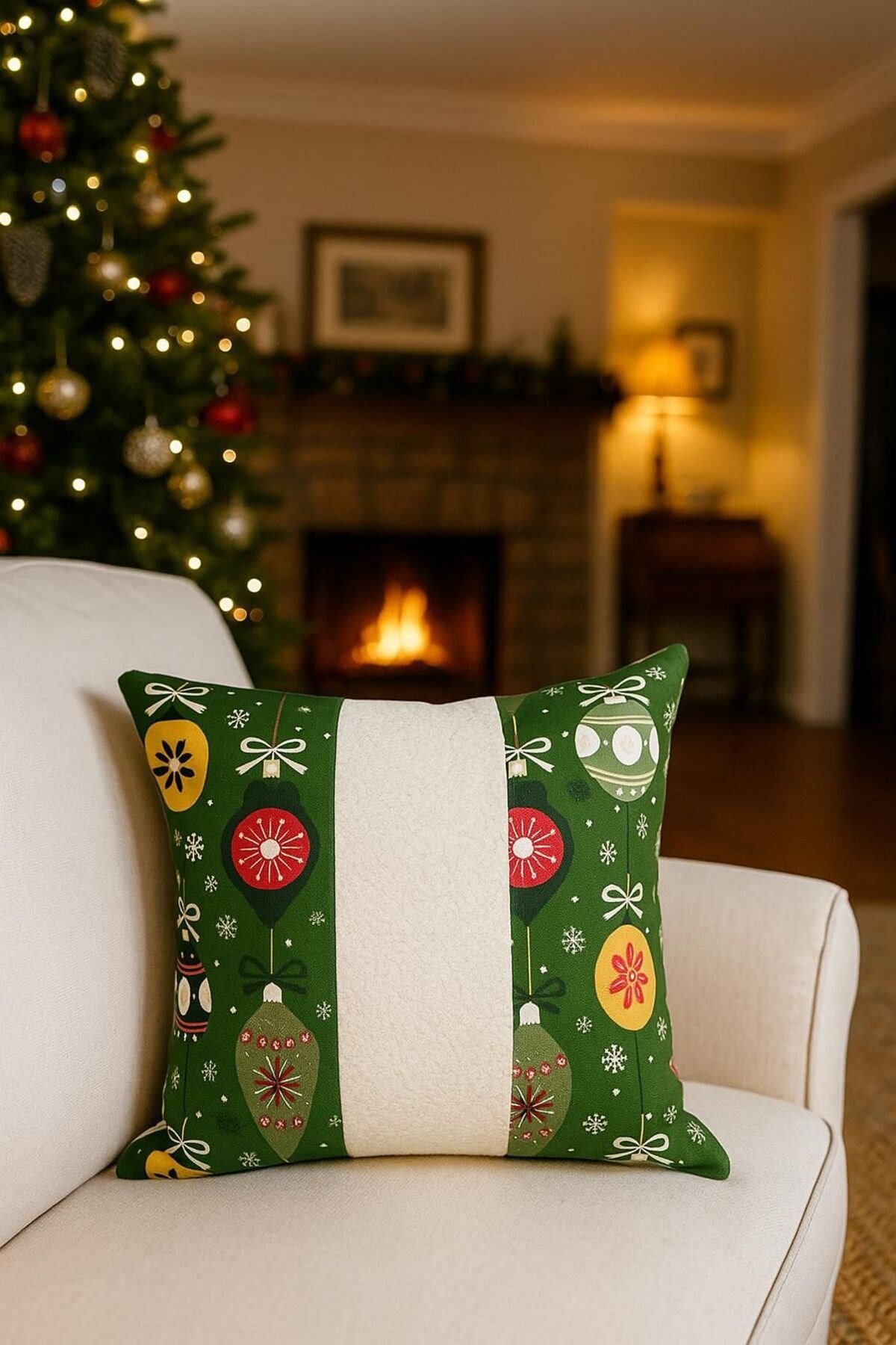Yılbaşı,yeniyıl,christmas Desenli Kırlent Kılıfı,yılbaşı