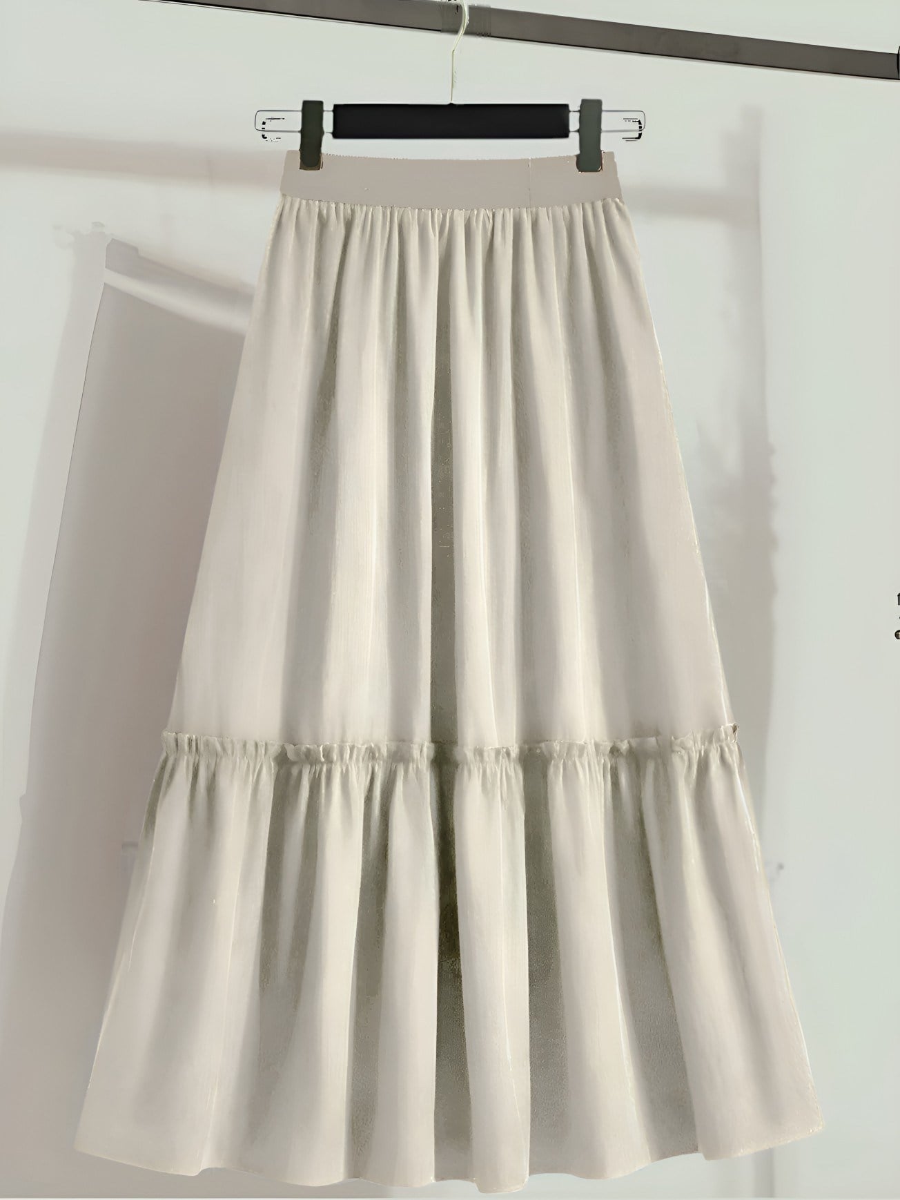 Beli Lastikli Poplin Etek -Bej