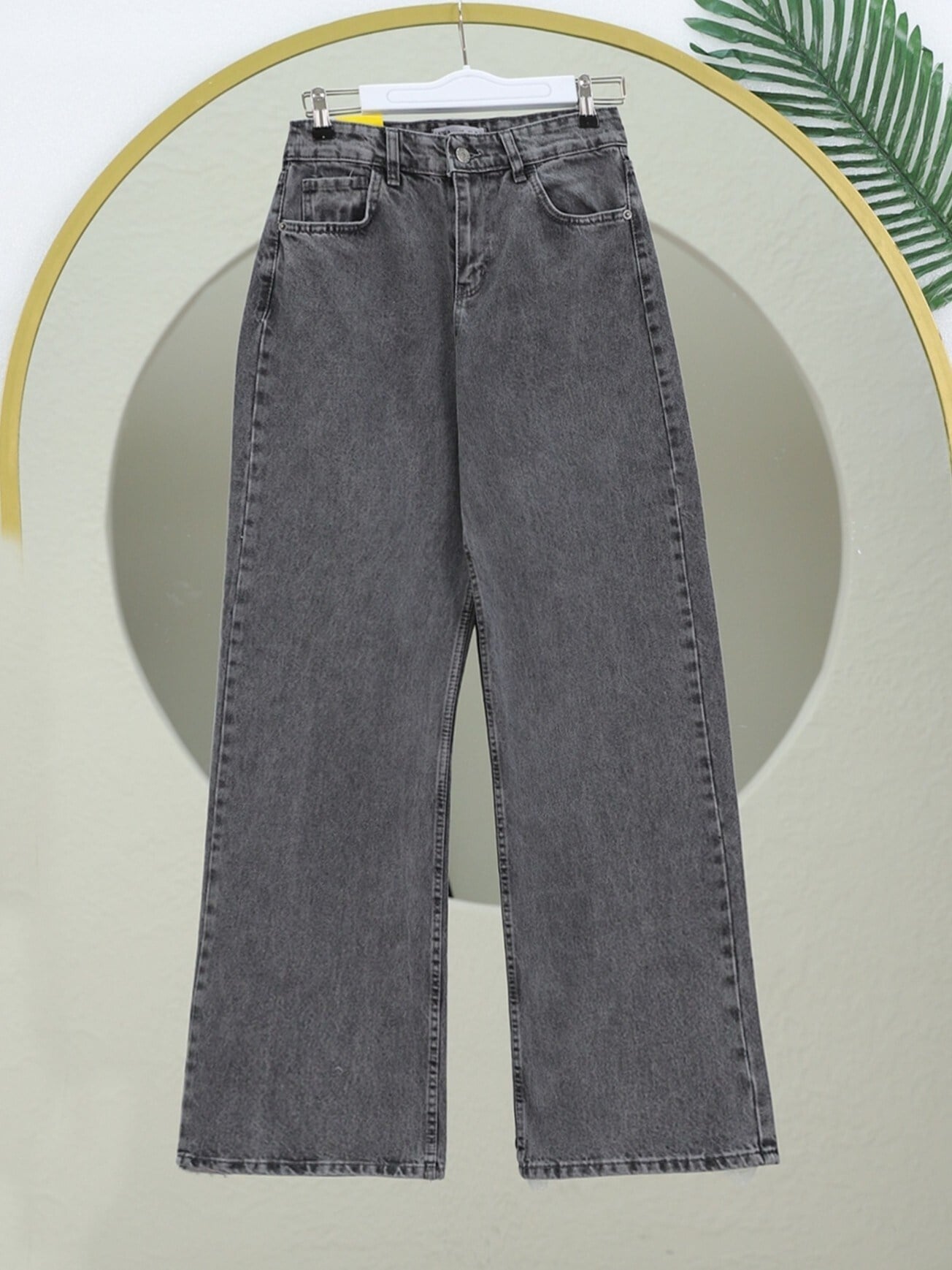 Çok Cepli Yüksek Bel Kot Pantolon  -Füme