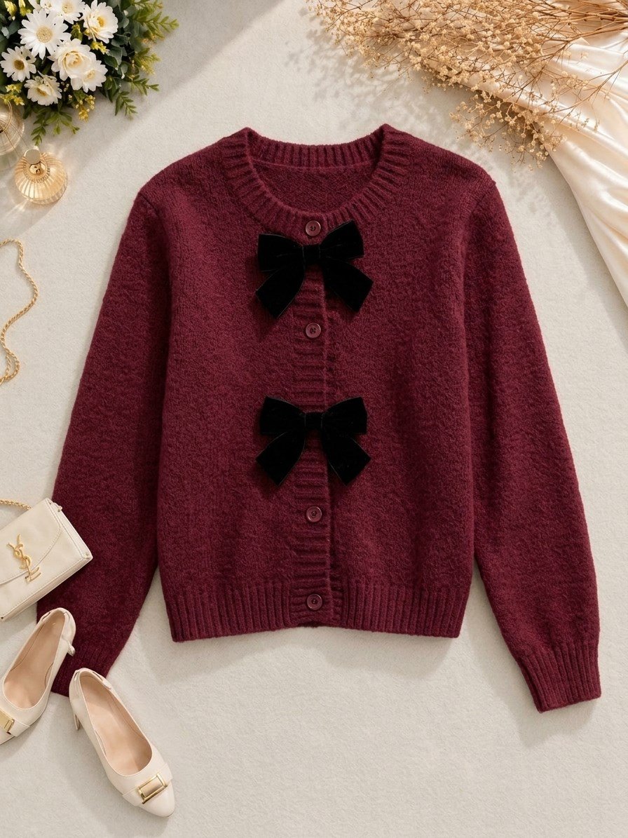 Fiyonk Detaylı Yumoş Triko Kazak - Bordo