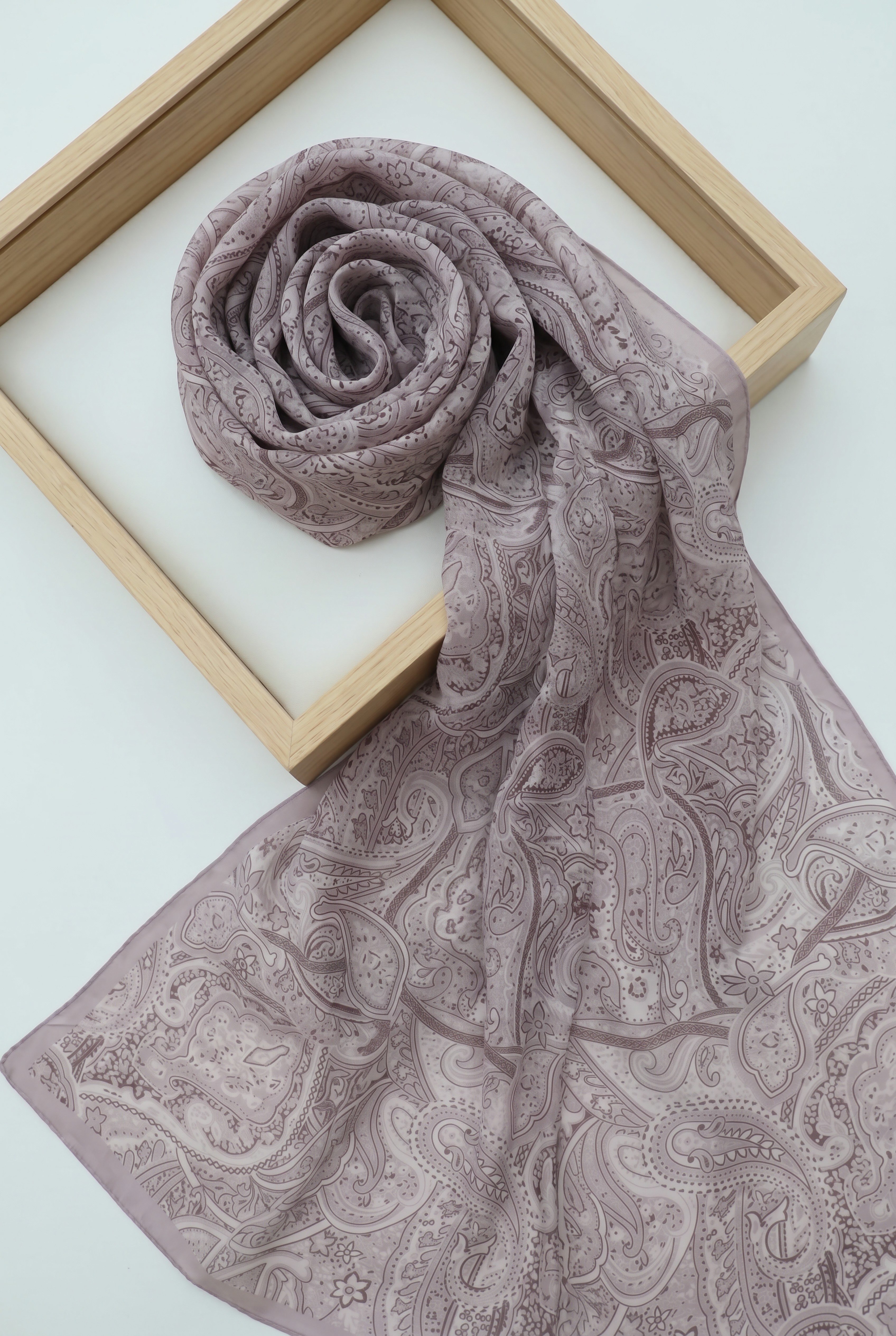 Geleneksel Floral Desenli Coton Şal -Açık Lila