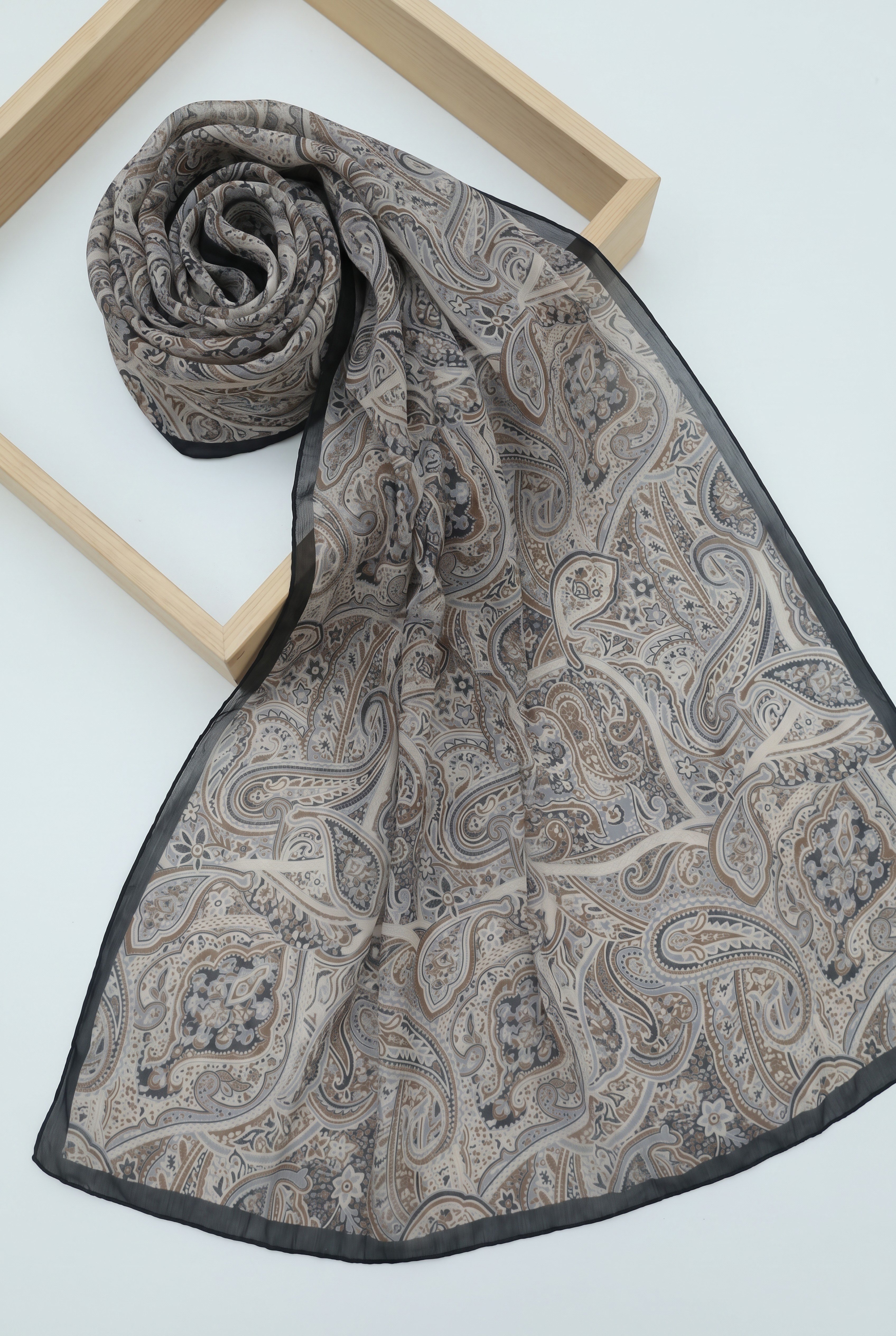 Geleneksel Floral Desenli Coton Şal -Bej