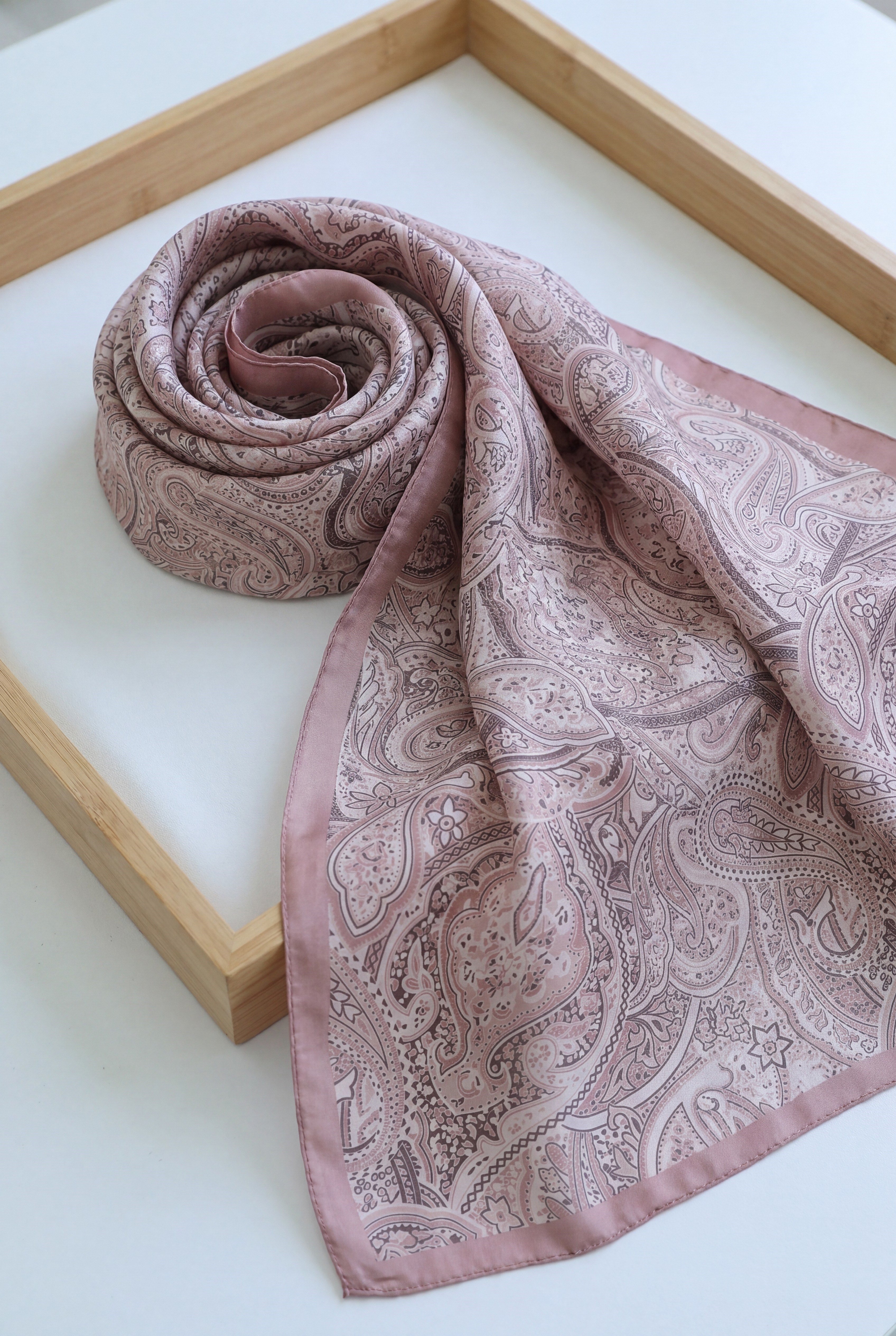 Geleneksel Floral Desenli Coton Şal -Gül Kurusu