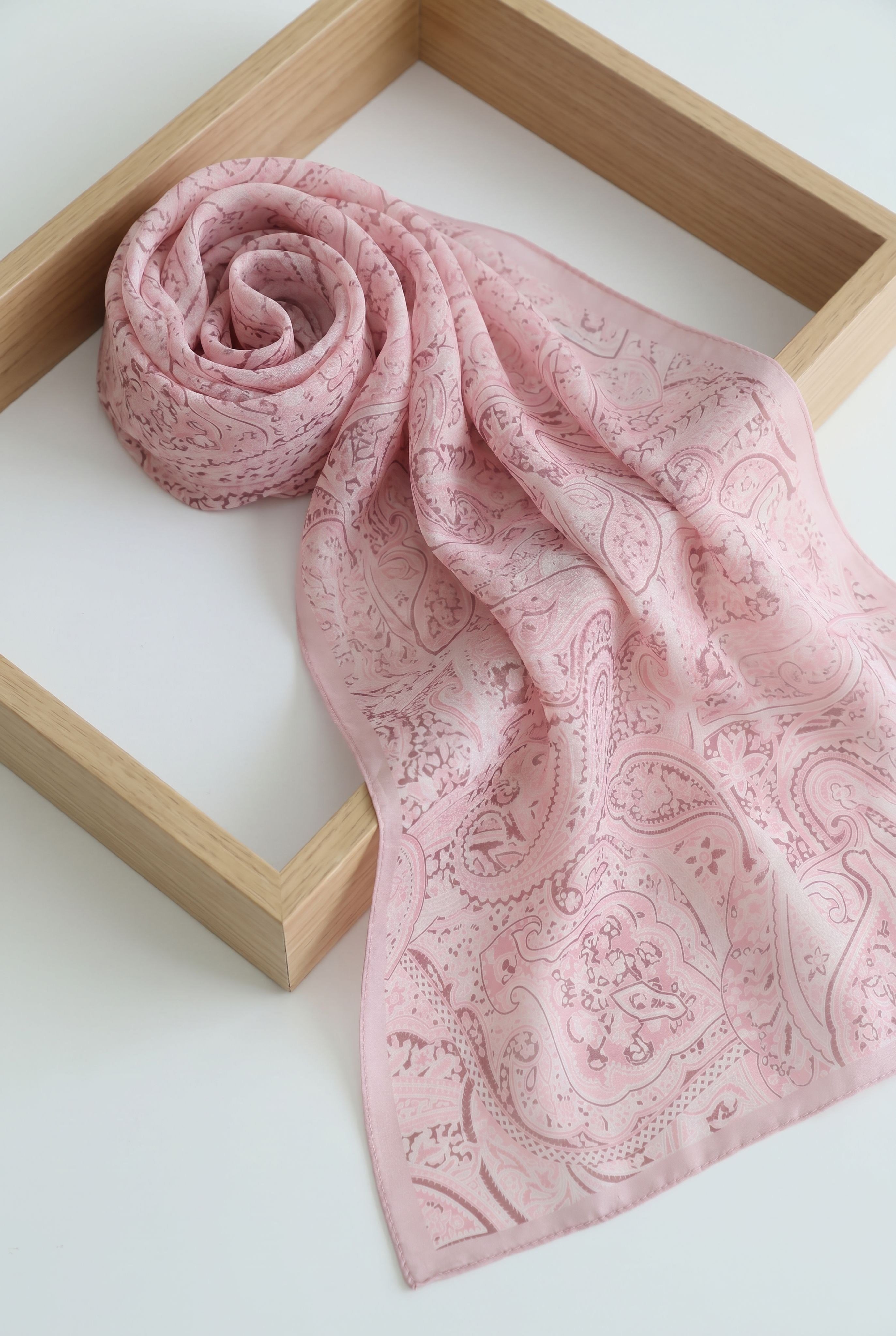 Geleneksel Floral Desenli Coton Şal -Pudra