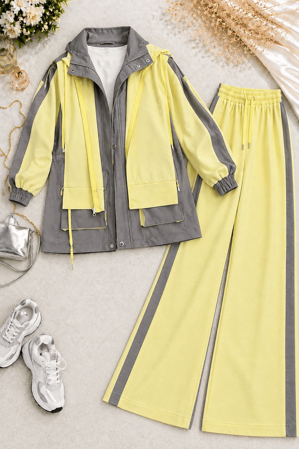 Neon Sport İkili Pantolonlu Takım - Sarı