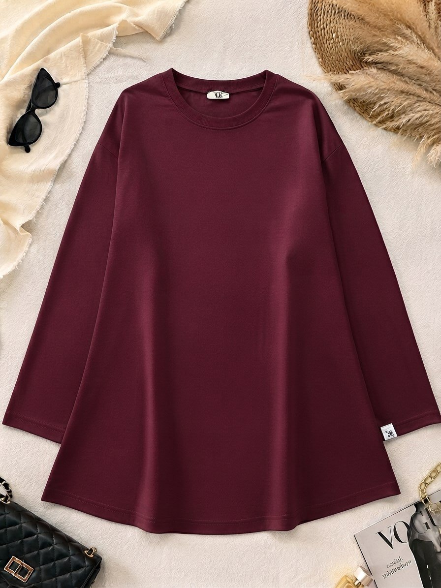 Oversize Basic Tunik -Bordo