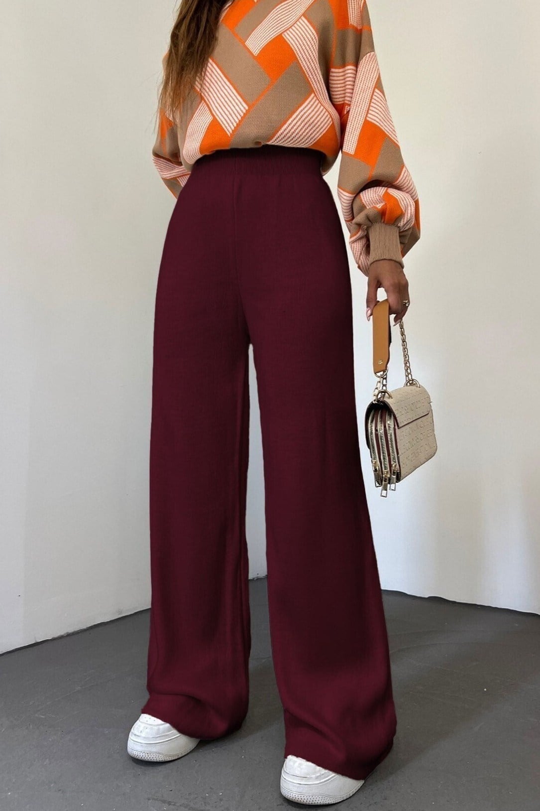 Salaş Triko Pantolon    -Bordo