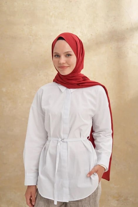 ARMANDA BAMBU BAROQ DESEN KIRMIZI ŞAL