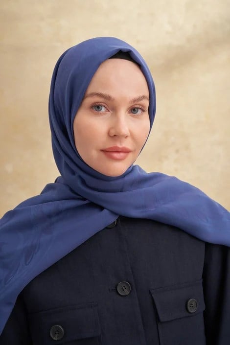 ARMANDA BAMBU BAROQ DESEN LACİVERT ŞAL