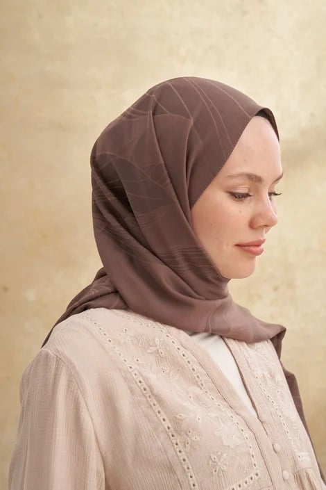 ARMANDA BAMBU FLORE DESEN KOYU VİZON ŞAL