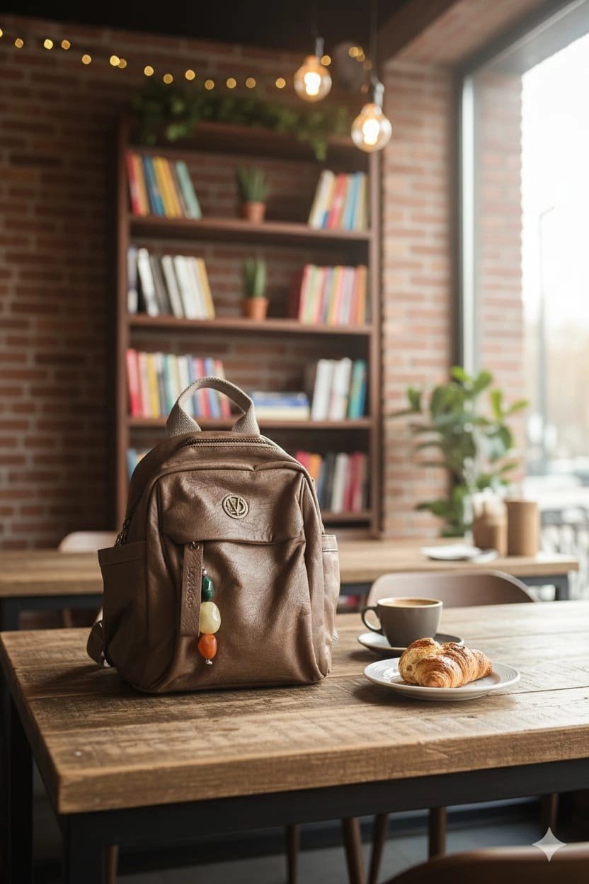 CAMEL TAŞ CHARM DETAYLI OMUZ ÇANTASI
