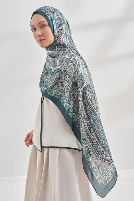 ETHNIC VUAL PASHMINA DESEN ŞAL - PETROL YEŞİLİ