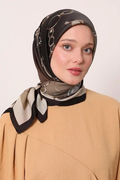 FLORAL EŞARP -ZARİF VİZON