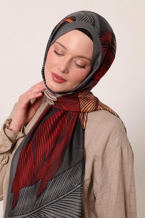 FLORAL ŞAL -FIRTINA ANTRASİTİ