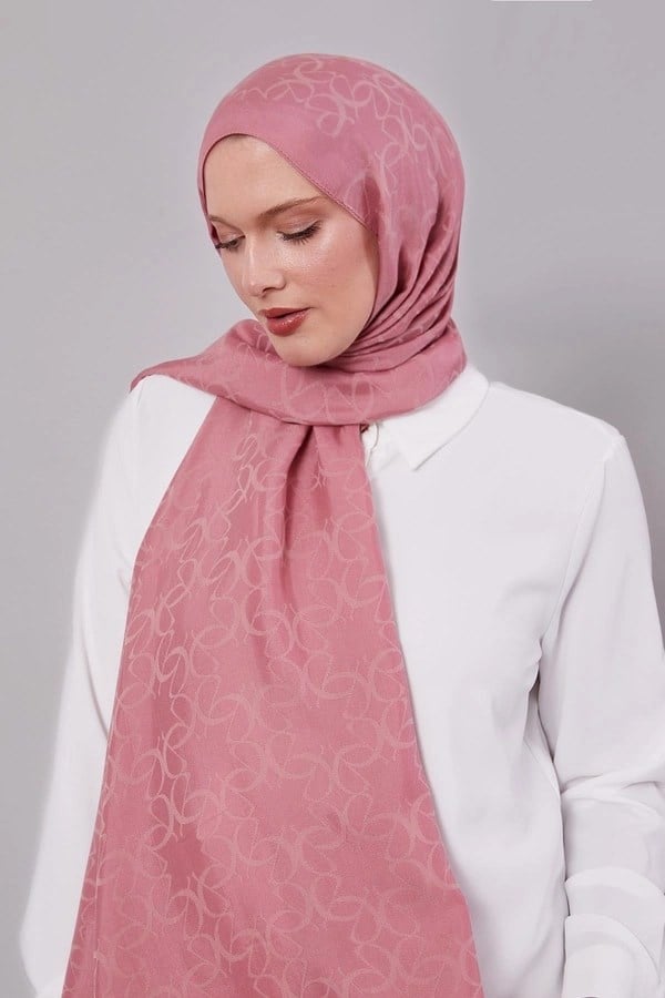 GEOMETRİK DESEN GRAZİA ŞAL -PEMBE