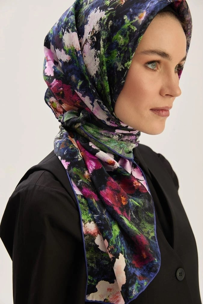 MEVA SURA İPEK EŞARP 90X90 CM - MOR