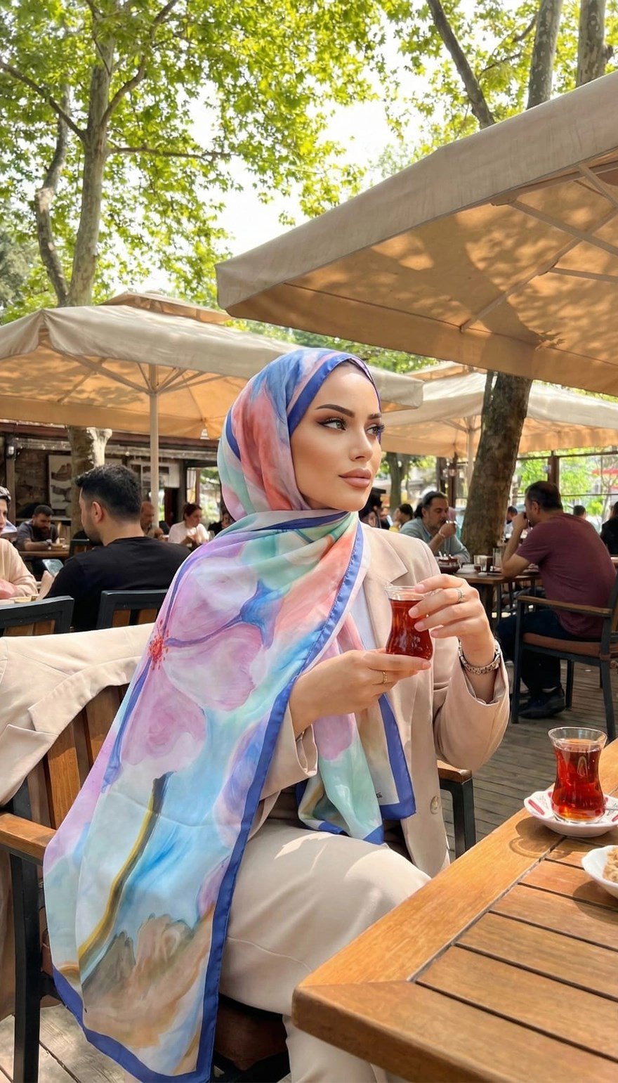 PAMUKHAN ÇİÇEK DESENLİ ŞAL