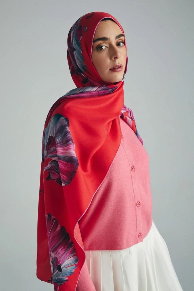 ŞEMS PAMUK İPEK ŞAL 70X190CM -FUŞYA